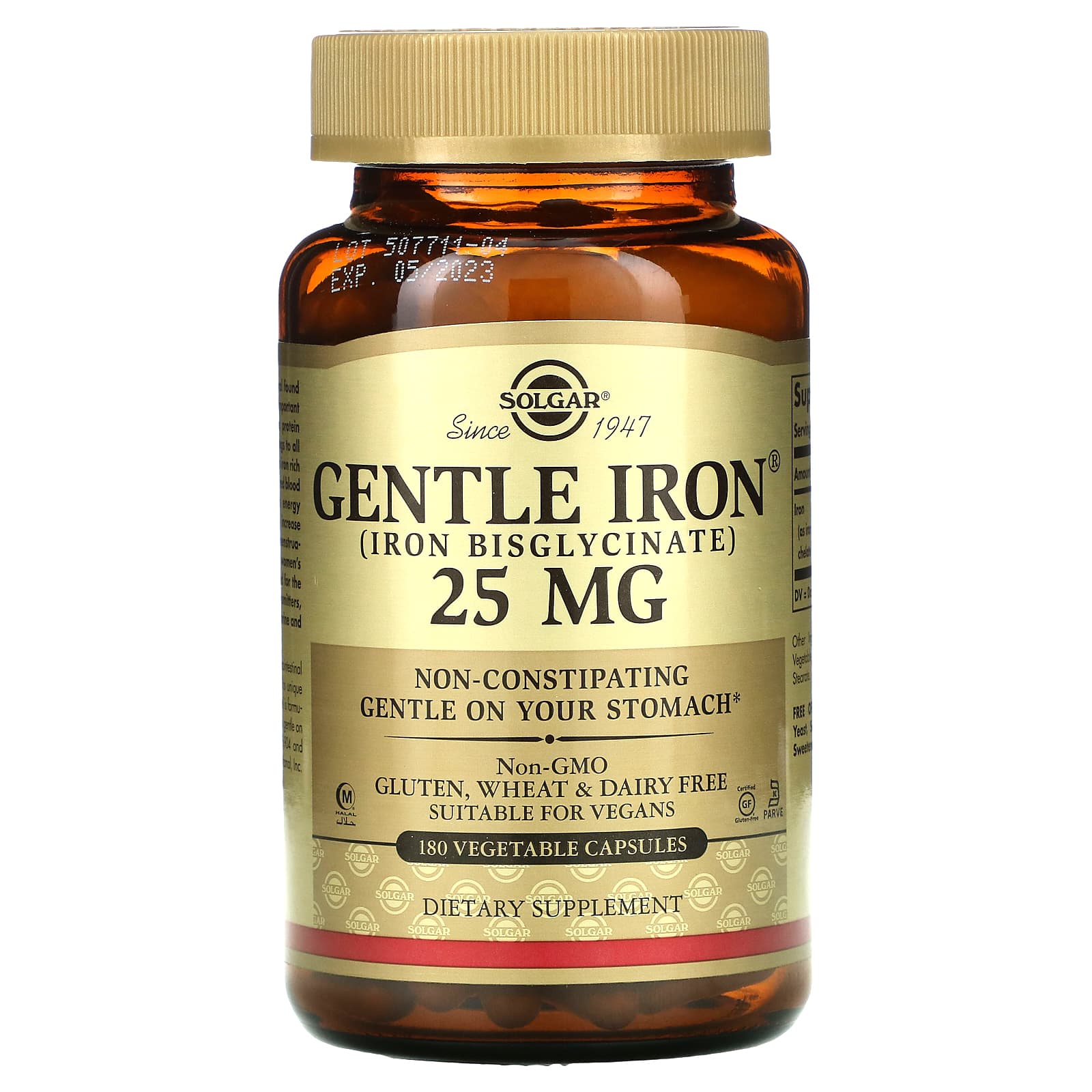 Solgar Gentle Iron 25 мг 180 растительных капсул 3190₽