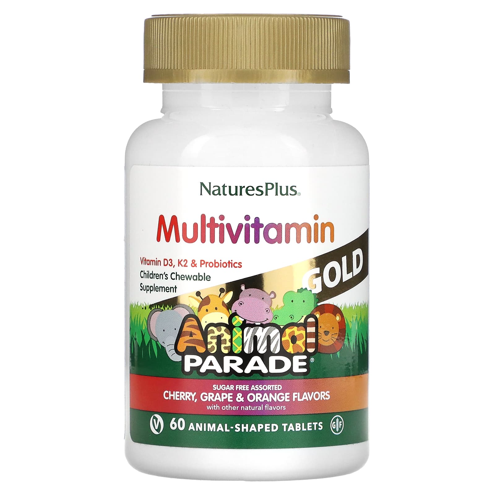 NaturesPlus Source of Life Animal Parade Gold жевательные мультивитамины с микроэлементами для детей в ассортименте 60 таблеток в форме животных 3090₽