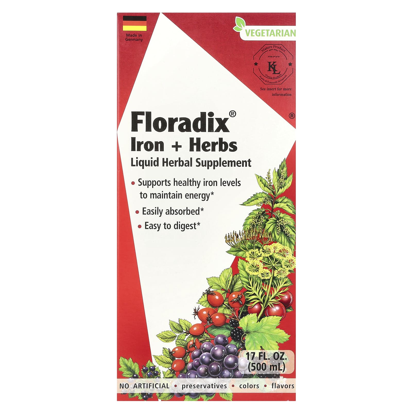 Floradix железо и травы 500 мл 17 жидк Унций 8990₽