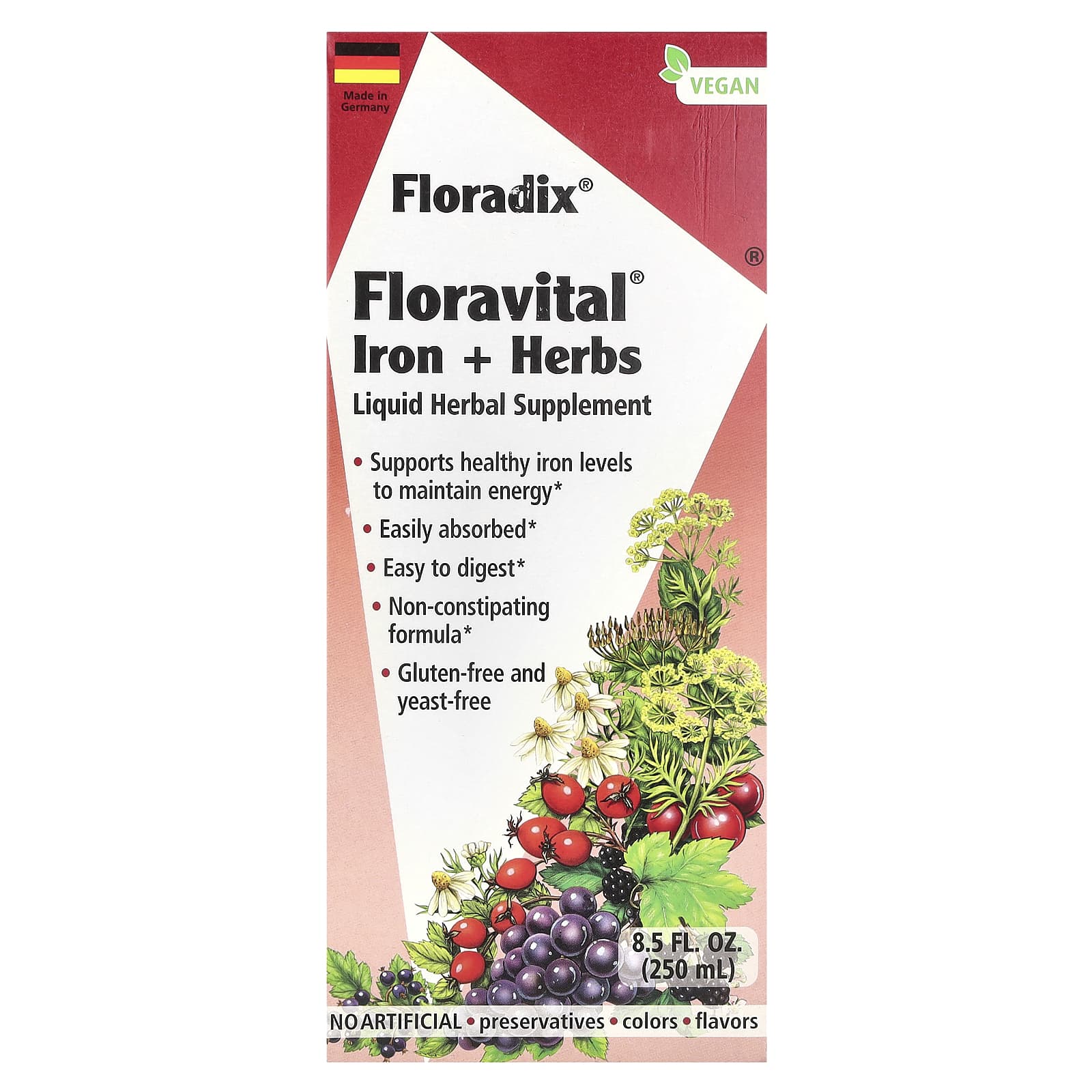 Floradix Floravital Iron Herbs 85 жидких унций 250 мл 5290₽