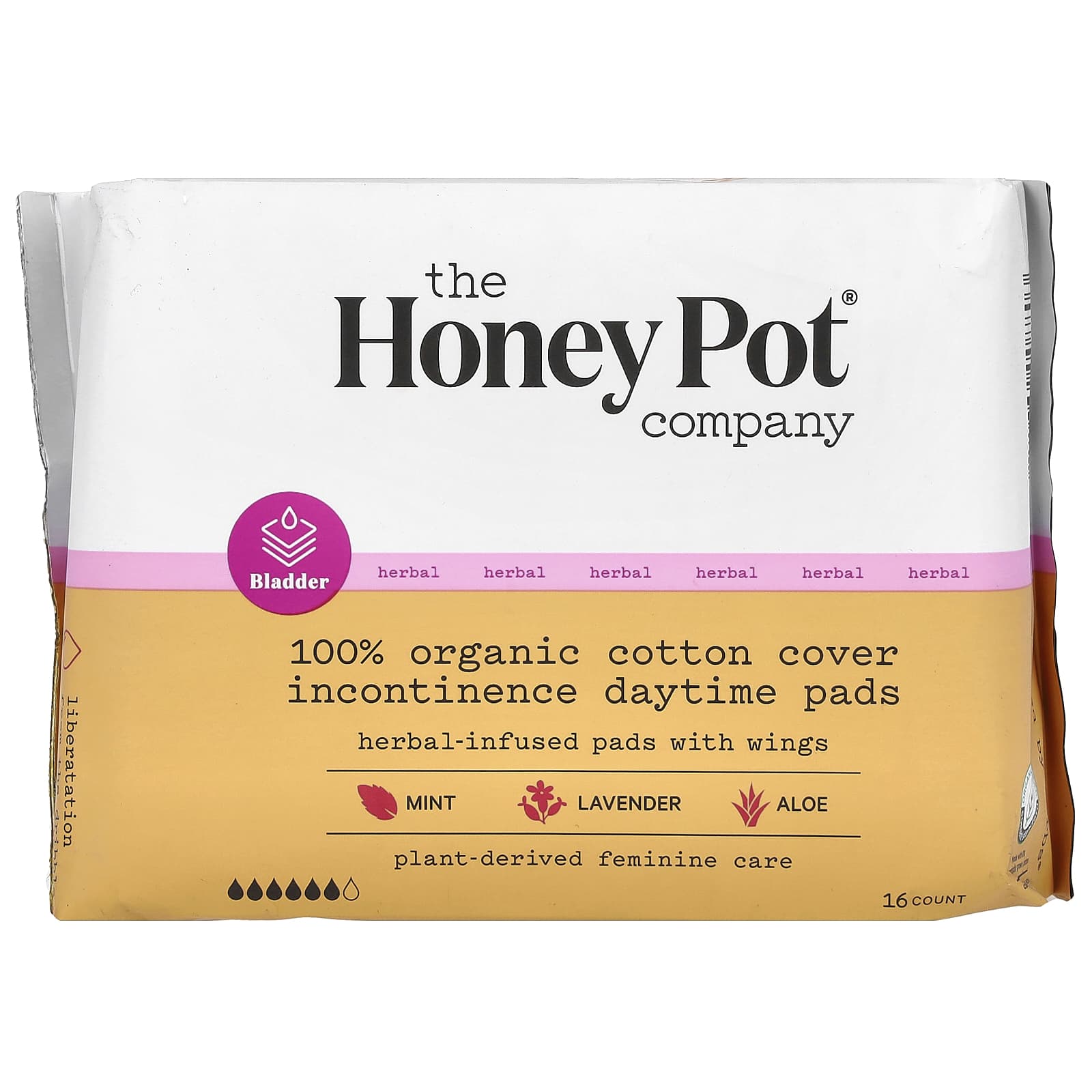 The Honey Pot Company Ватные диски с крыльями на травах органическое недержание в дневное время 16 шт 2090₽