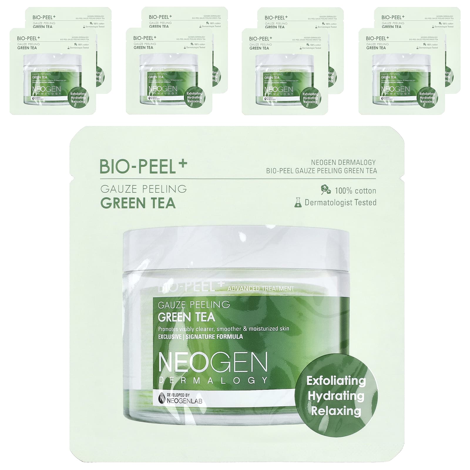 Neogen Bio-Peel зеленый чай с марлевым пилингом 8 подушечек по 95 мл 032 жидк Унции 1990₽