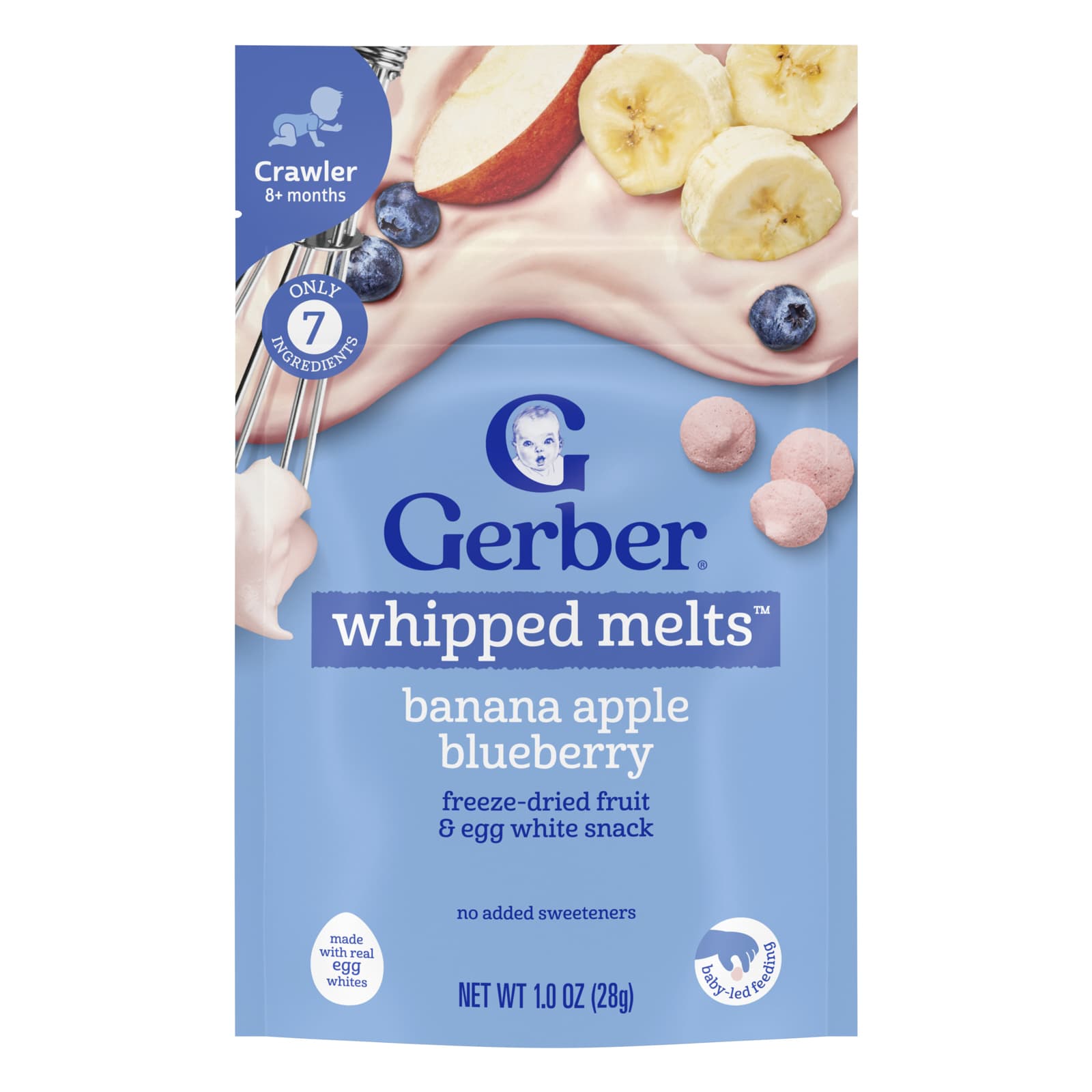 Gerber, Natural for Baby, взбитые смеси, для детей от 10 месяцев, банан, яблоко и голубика, 28 г (1 унция)