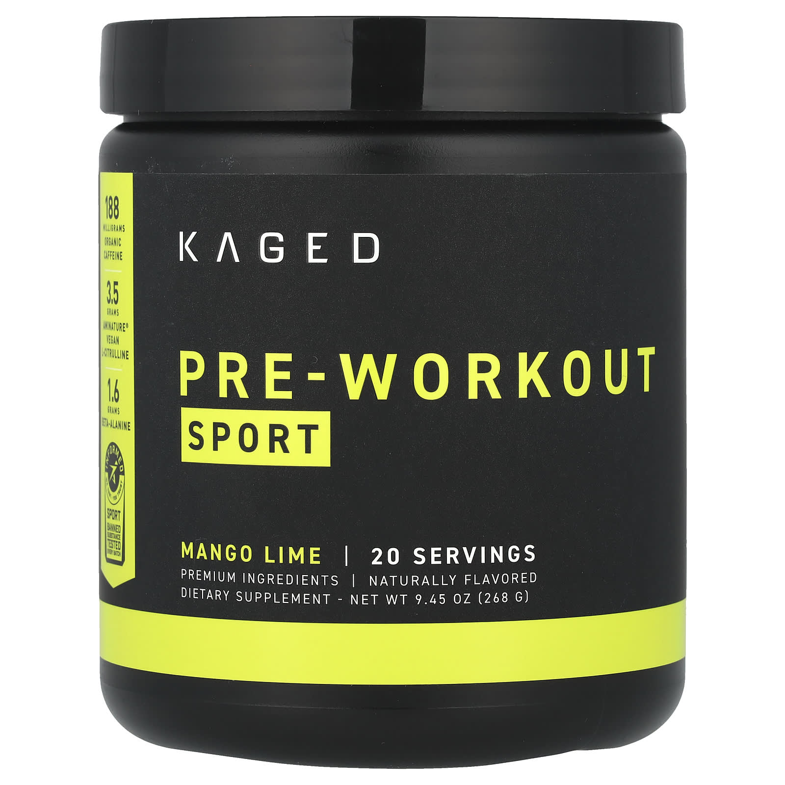 Kaged PRE-KAGED Sport предтренировочный комплекс манго и лайм 266 г 938 унции 4790₽