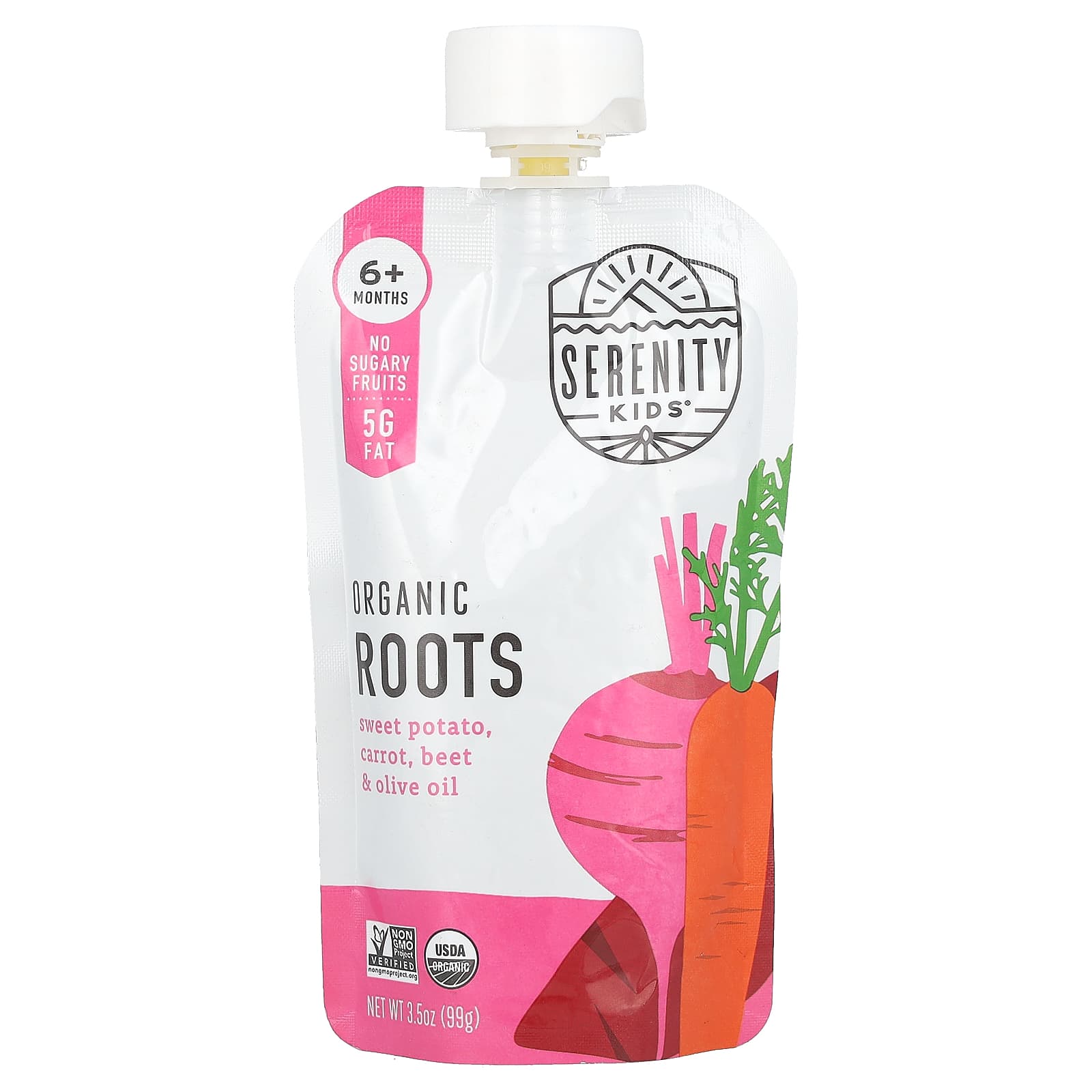 Serenity Kids Organic Roots для детей от 6 месяцев батат морковь свекла и оливковое масло 99 г 35 унции 1490₽