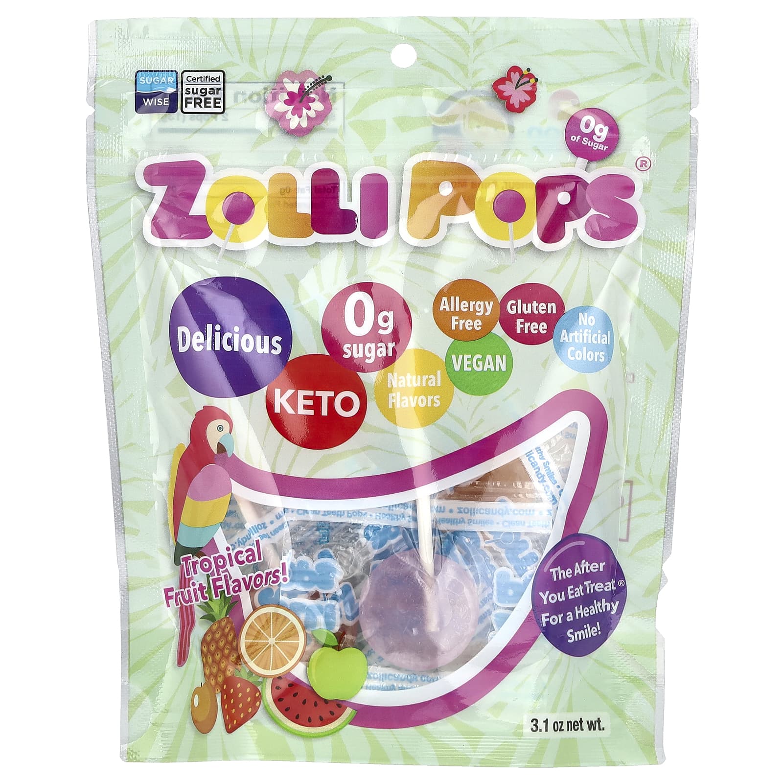Zollipops Original Clean Teeth Candy со вкусом тропических фруктов 31 унции 1690₽
