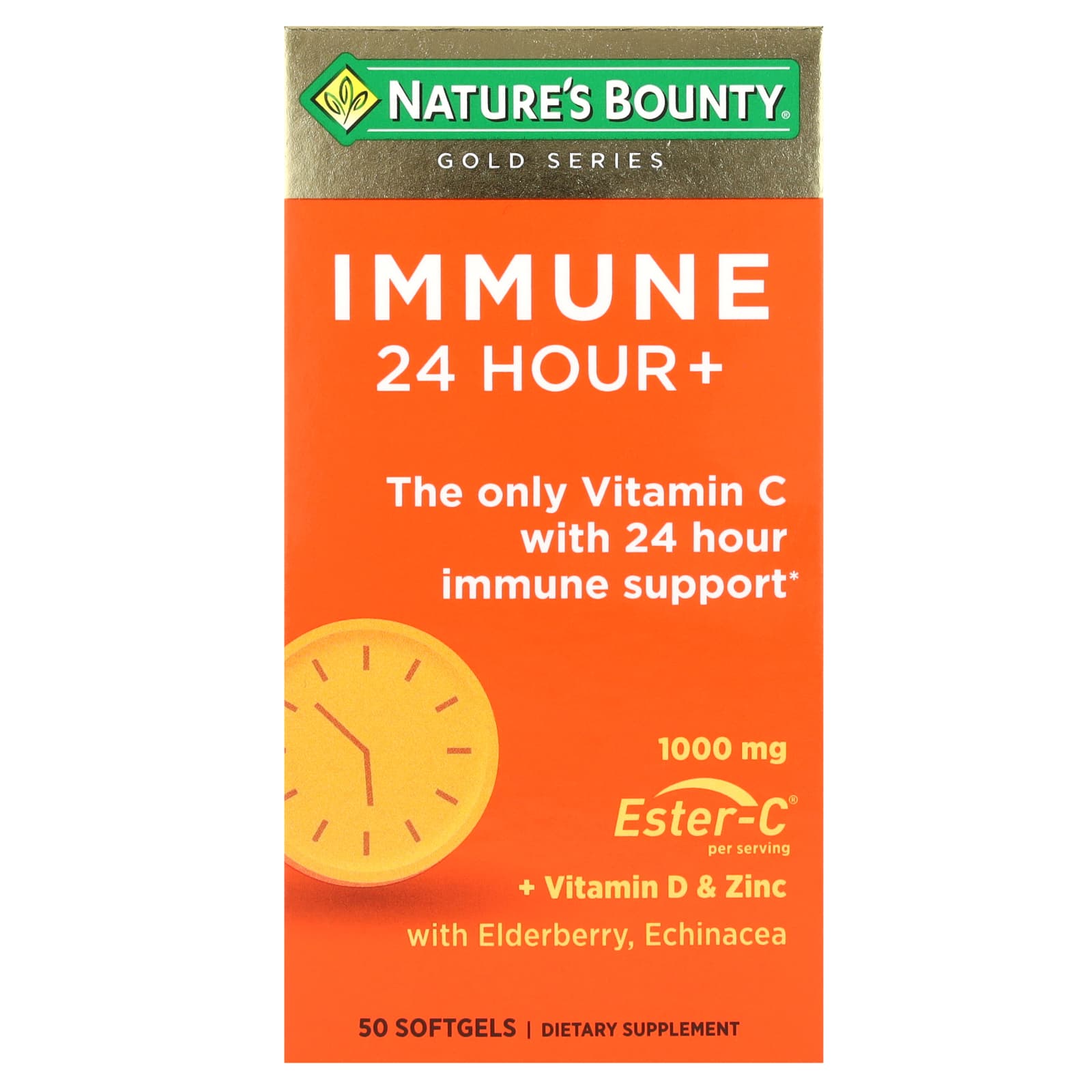 Natures Bounty Immune 24 Hour 1000 мг 50 капсул 500 мг в 1 капсуле 2690₽