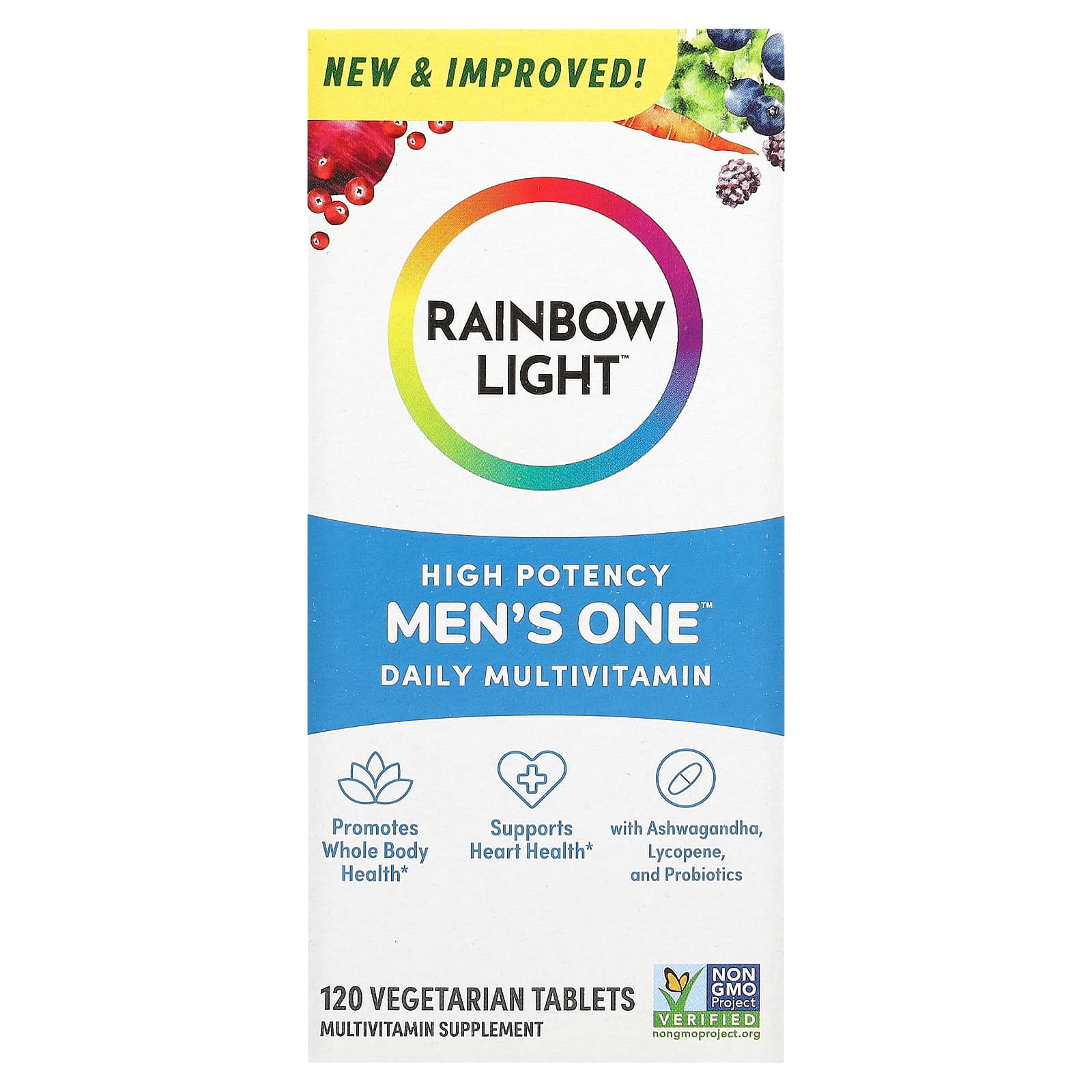 Rainbow Light, Men's One, ежедневная мультивитаминная добавка для мужчин, высокая эффективность, 120 вегетарианских таблеток