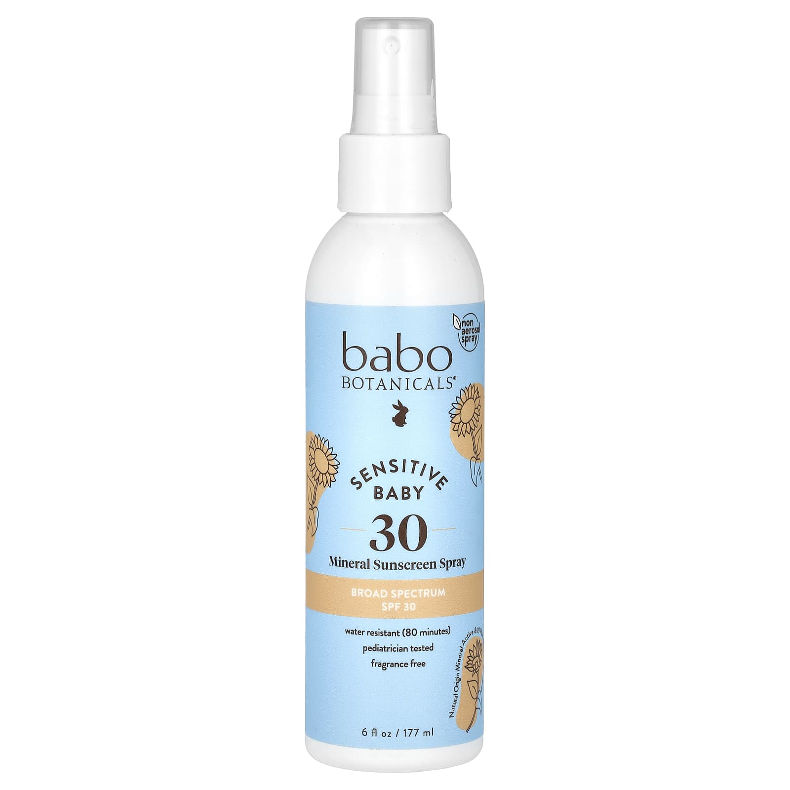 Babo Botanicals Минеральный солнцезащитный спрей для детской кожи SPF 30 без отдушек 177 мл 6 жидк Унций 4090₽