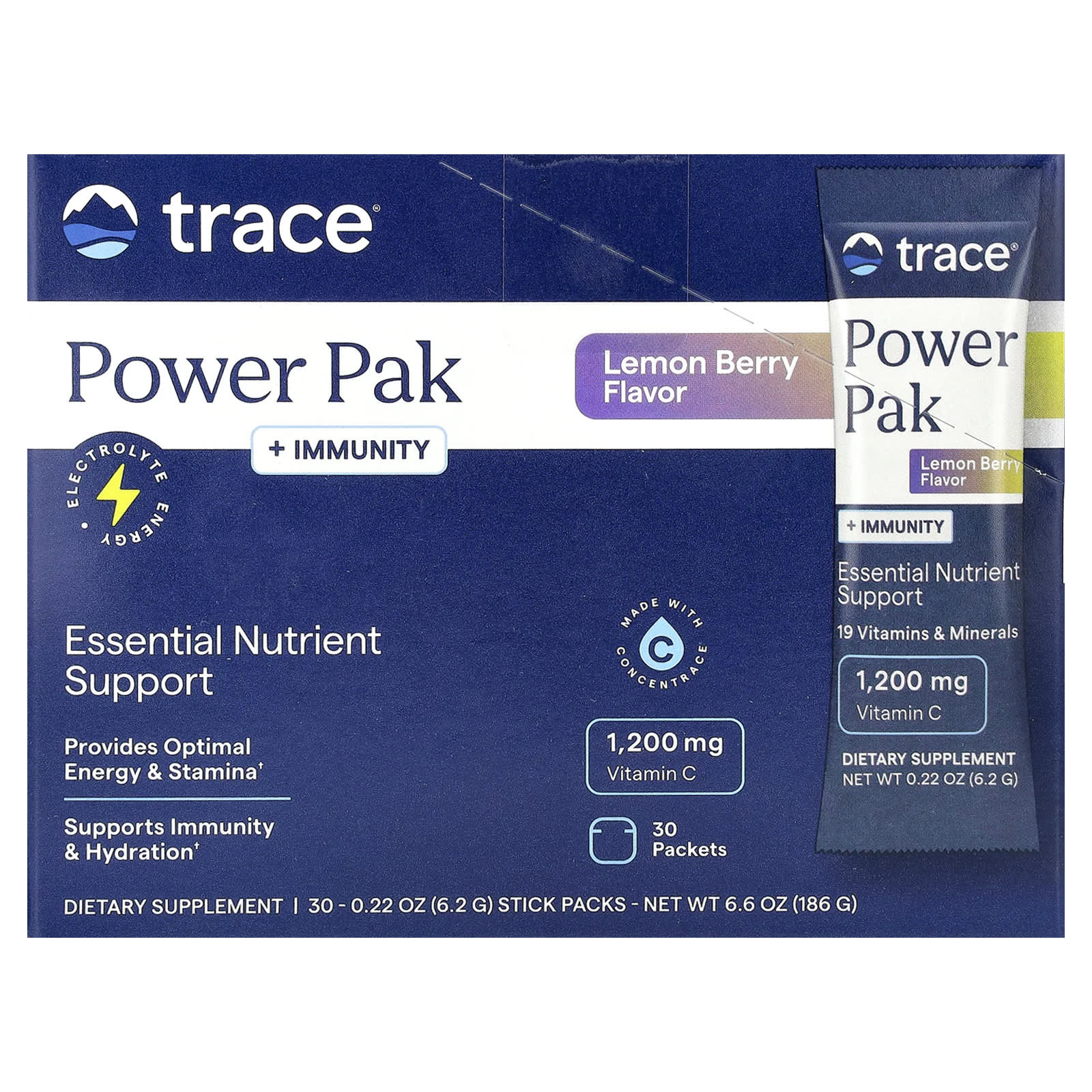 Trace Minerals PowerPak Immunity лимон и ягоды 30 пакетиков по 53 г 019 унции 3790₽