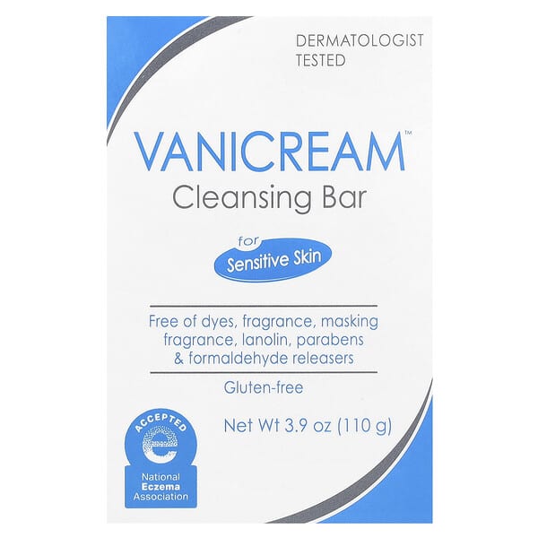 Vanicream, Очищающее мыло, для чувствительной кожи, без отдушек, 110 г (3,9 унции)