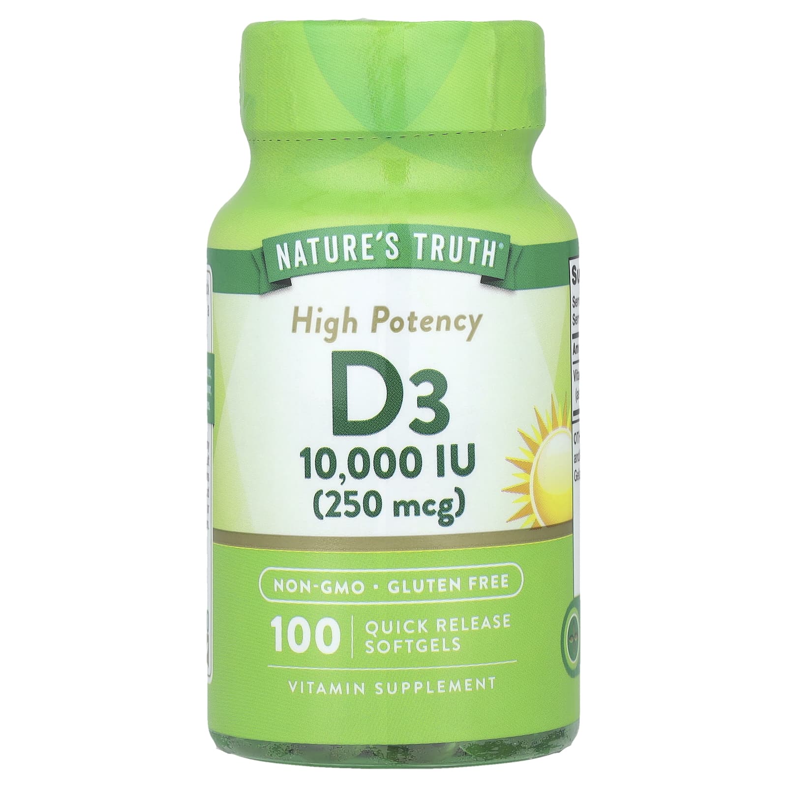 Natures Truth Vitamin D3 High Potency 250 mcg 10000 IU 100 Quick Release Softgels 2590₽