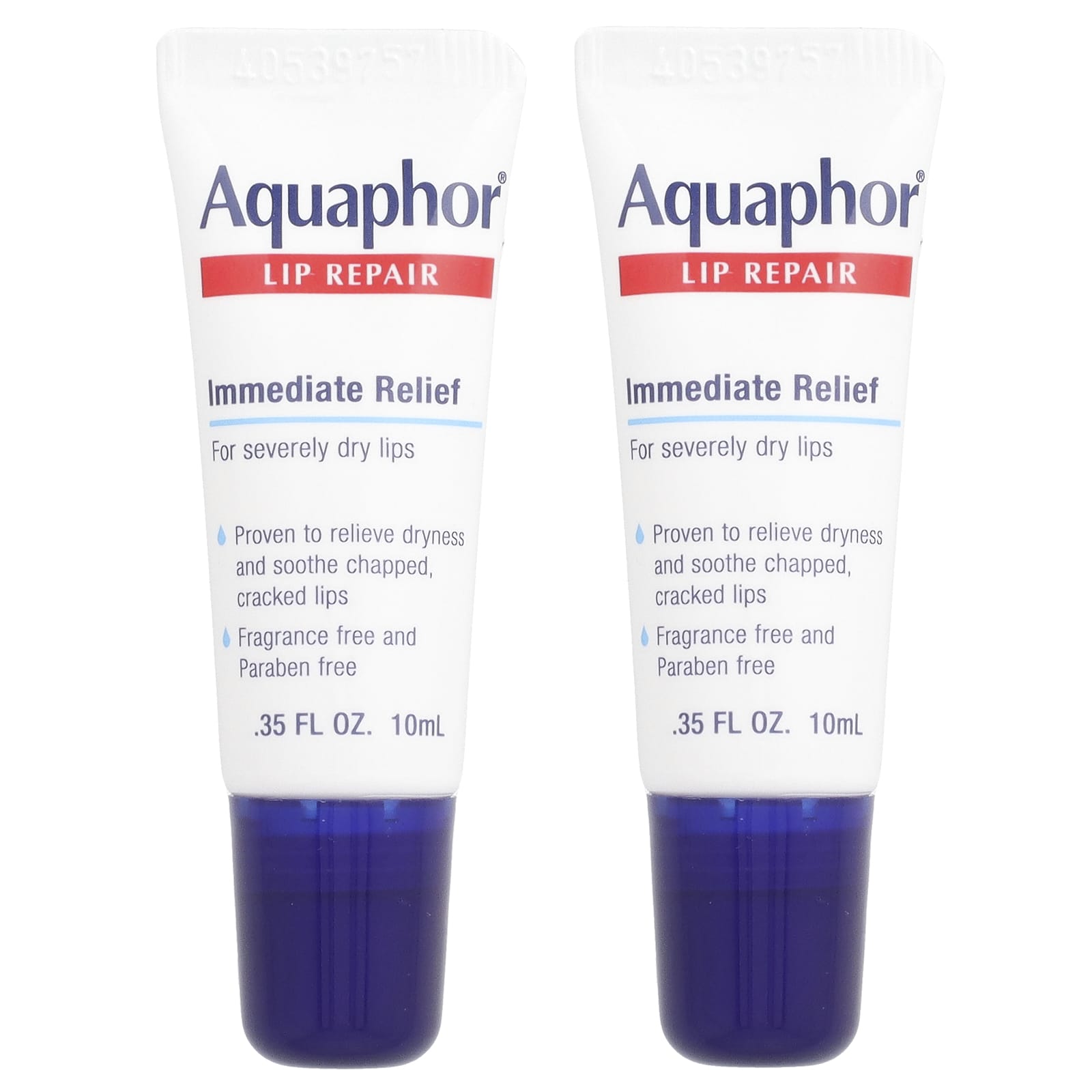 Aquaphor, Lip Repair, немедленное облегчение, без отдушек, 2 тюбика по 10 мл (0,35 жидк. Унции)