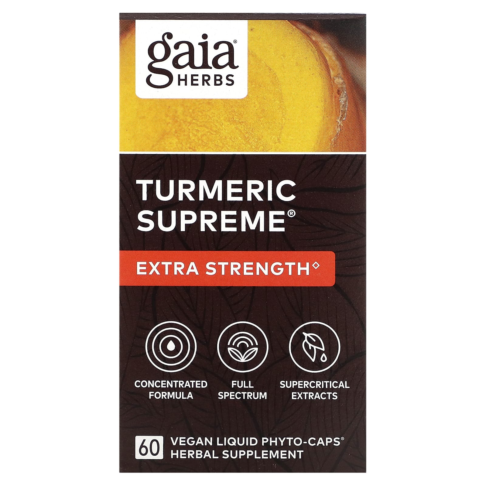 Gaia Herbs Turmeric Supreme Extra Strength куркума 60 растительных фито-капсул с жидкостью 5690₽