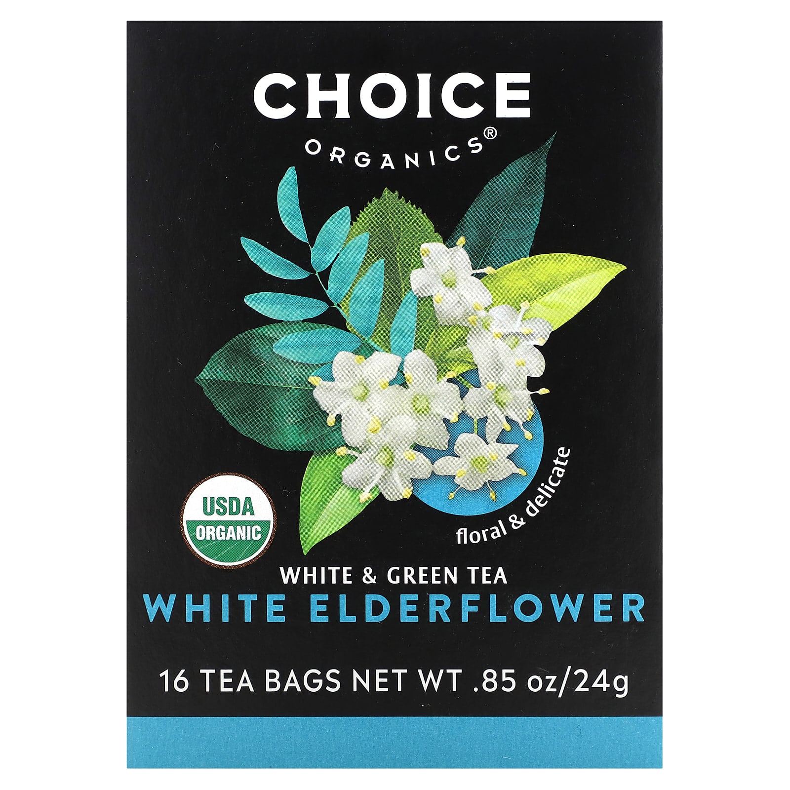 Choice Organic Teas Белый и зеленый чай белая бузина 16 чайных пакетиков 24 г 085 унции 1590₽