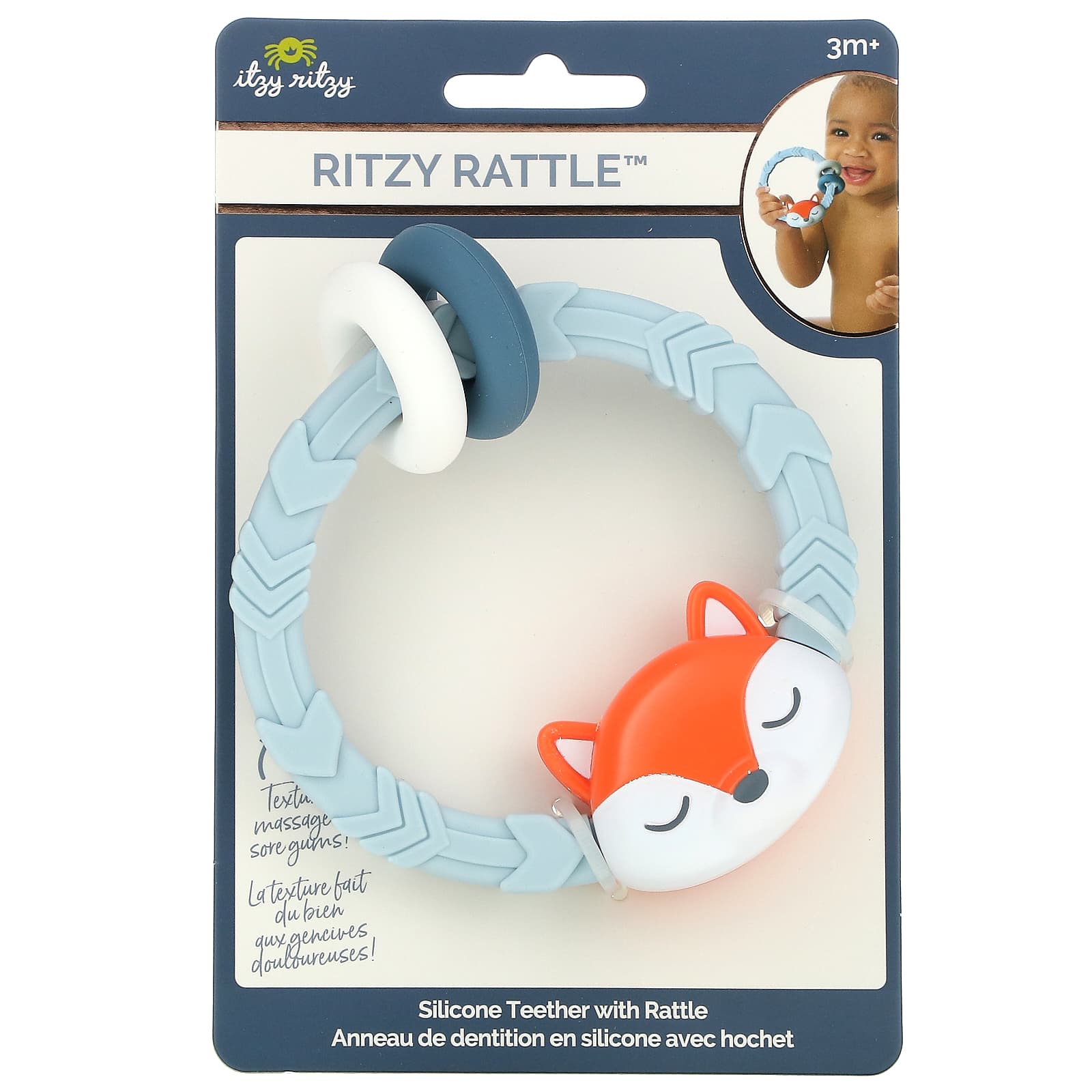 itzy ritzy Ritzy Rattle силиконовый прорезыватель с погремушкой для детей от 3 месяцев лисичка 1 шт 2090₽