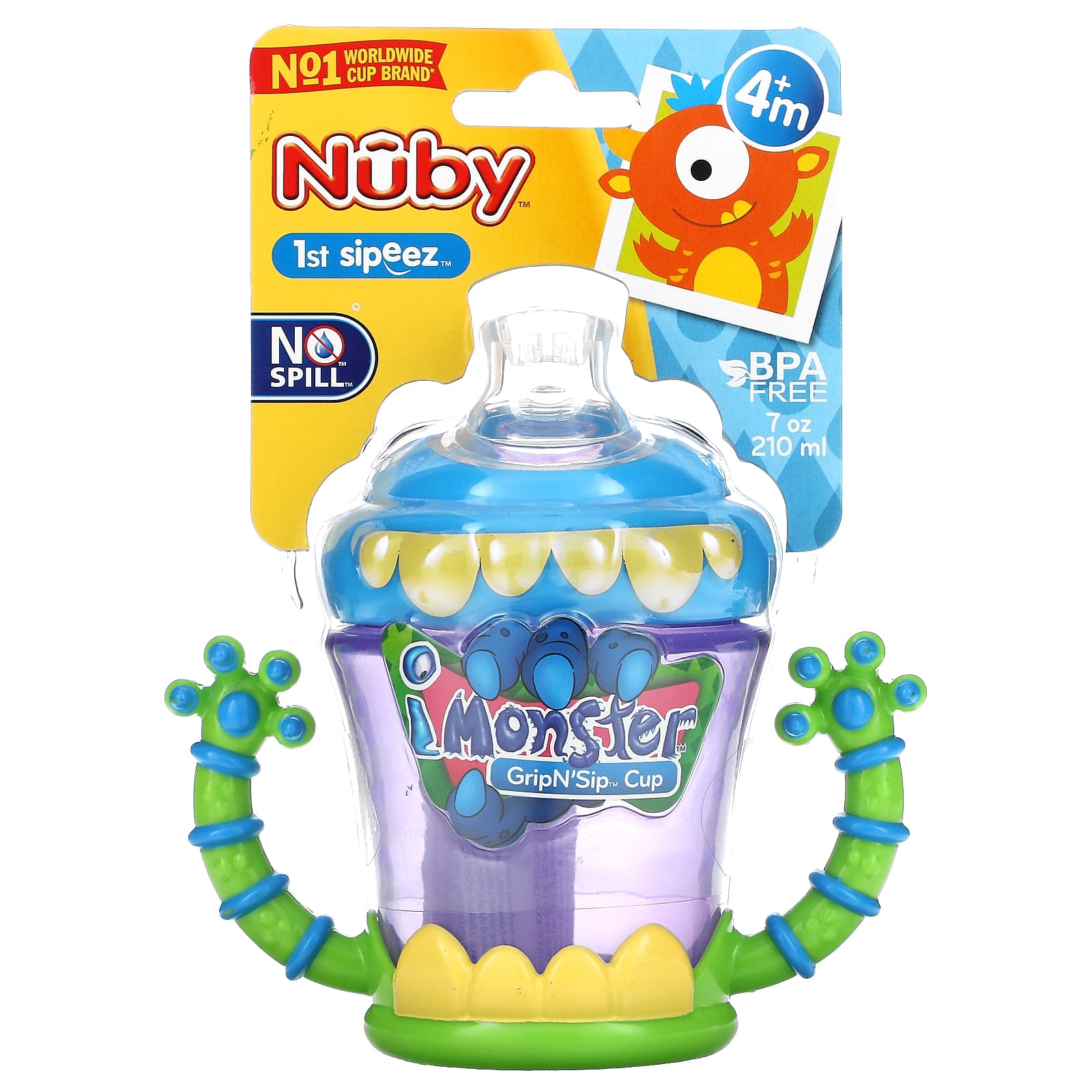 Nuby iMonster Grip N Sip Cup от 4 месяцев 210 мл 7 унций 1690₽