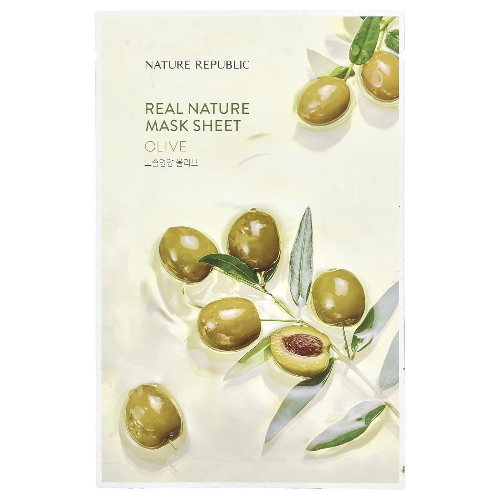 Nature Republic, Real Nature Beauty Mask Sheet, с оливковым маслом, 1 шт., 23 мл (0,77 жидк. Унции)
