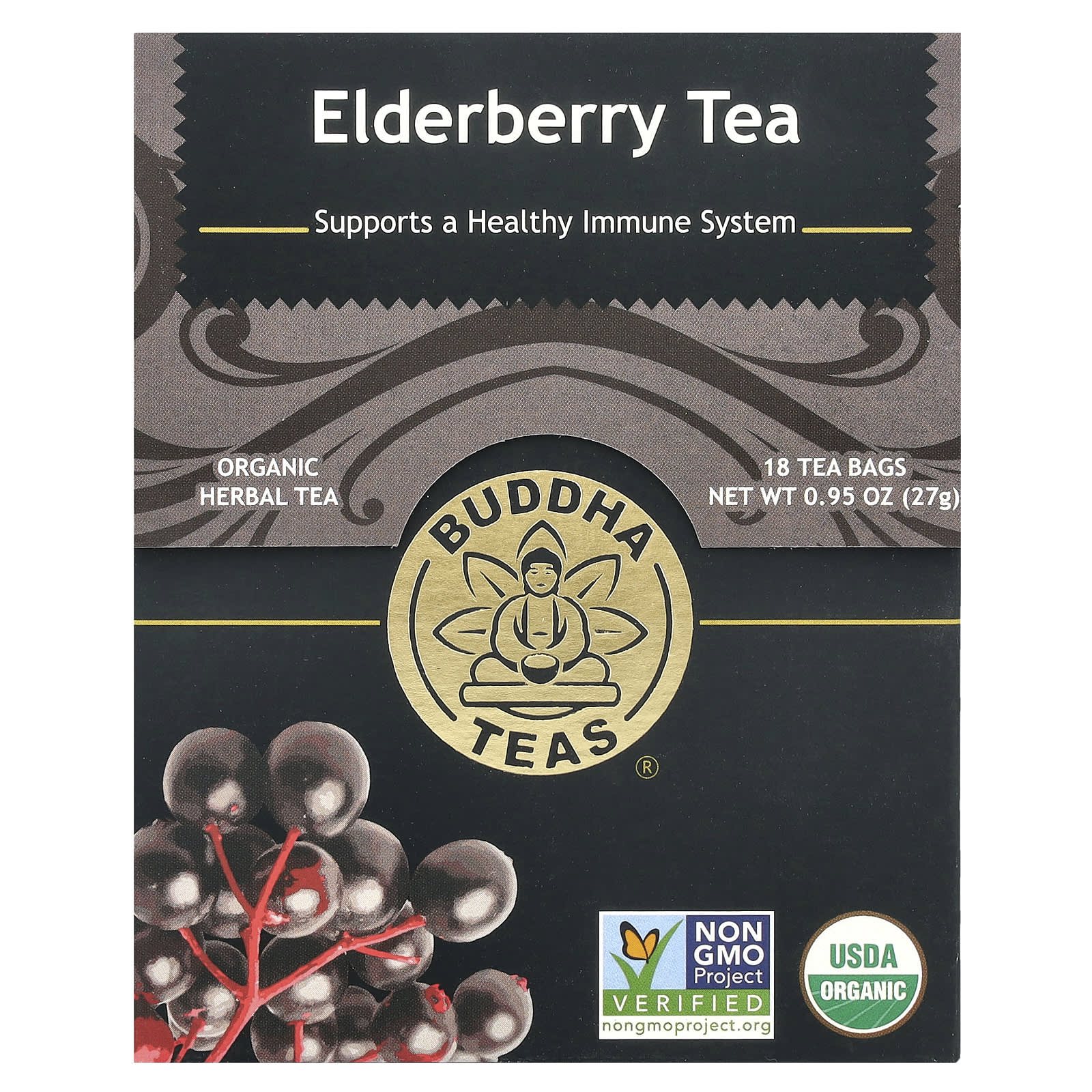 Buddha Teas Органический травяной чай бузина 18 чайных пакетиков 27 г 095 унции 1790₽