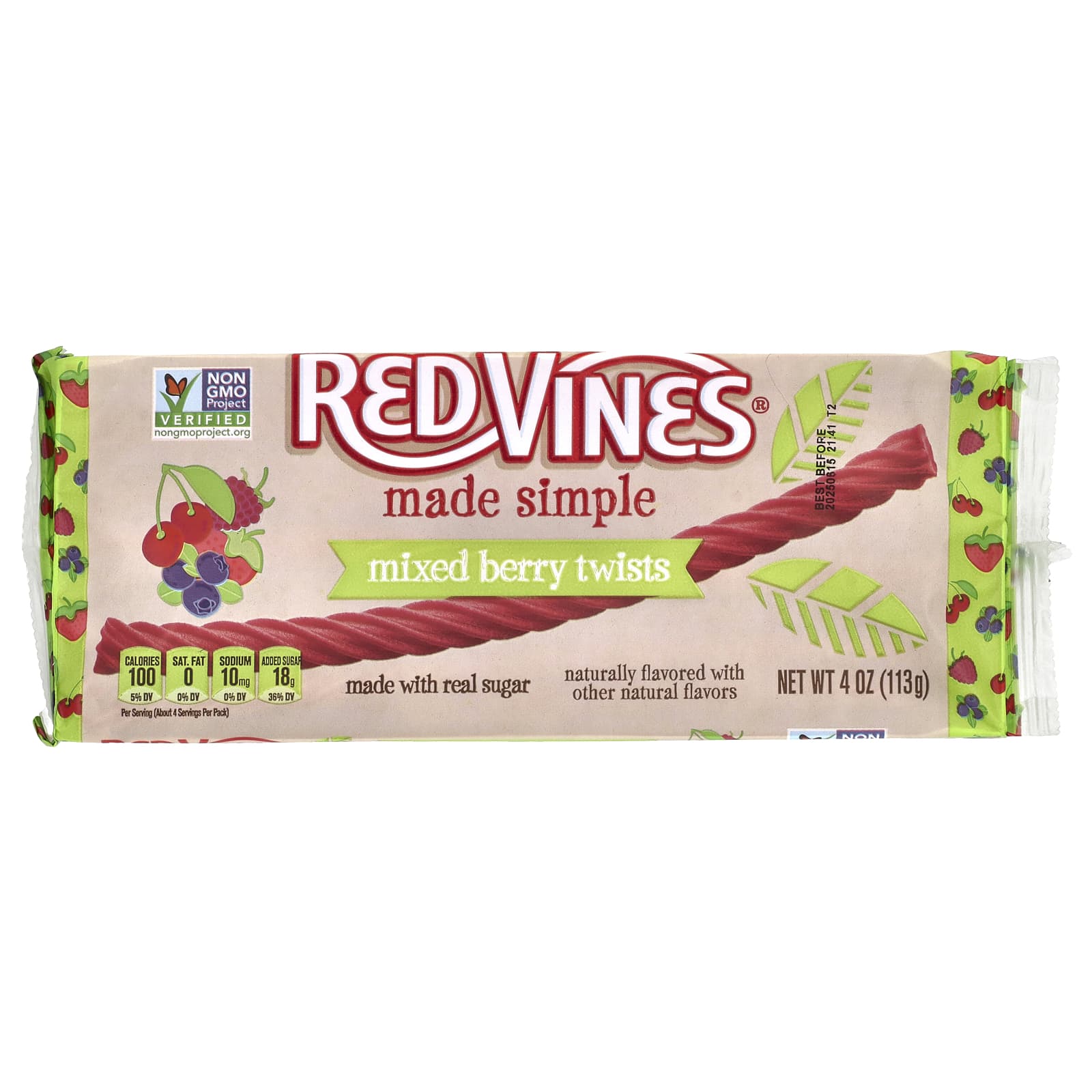 Red Vines, Made Simple, солодка, ягодное ассорти, 113 г (4 унции)