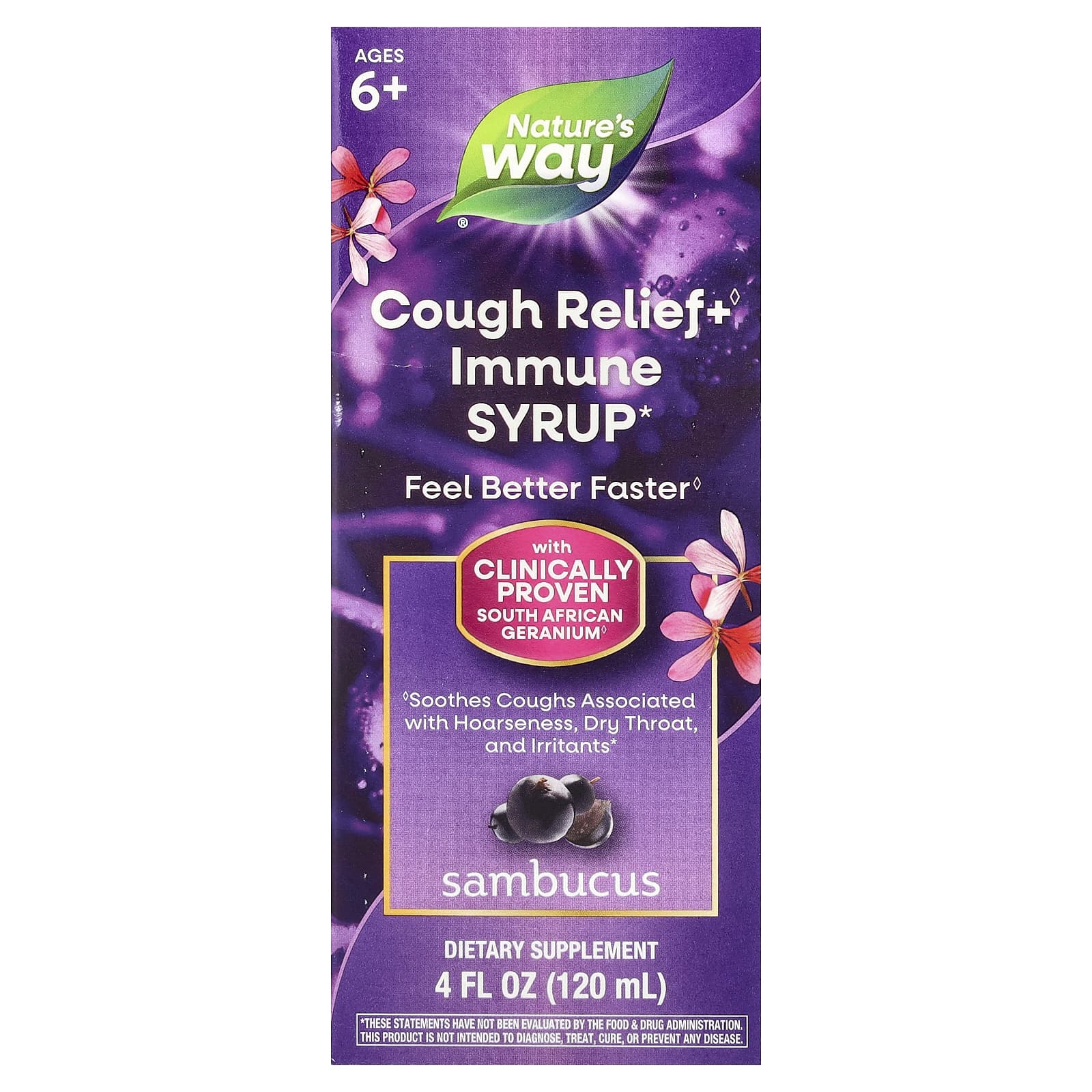 Natures Way Sambucus Relief сироп от кашля бузина 120 мл 4 жидк Унции 2190₽