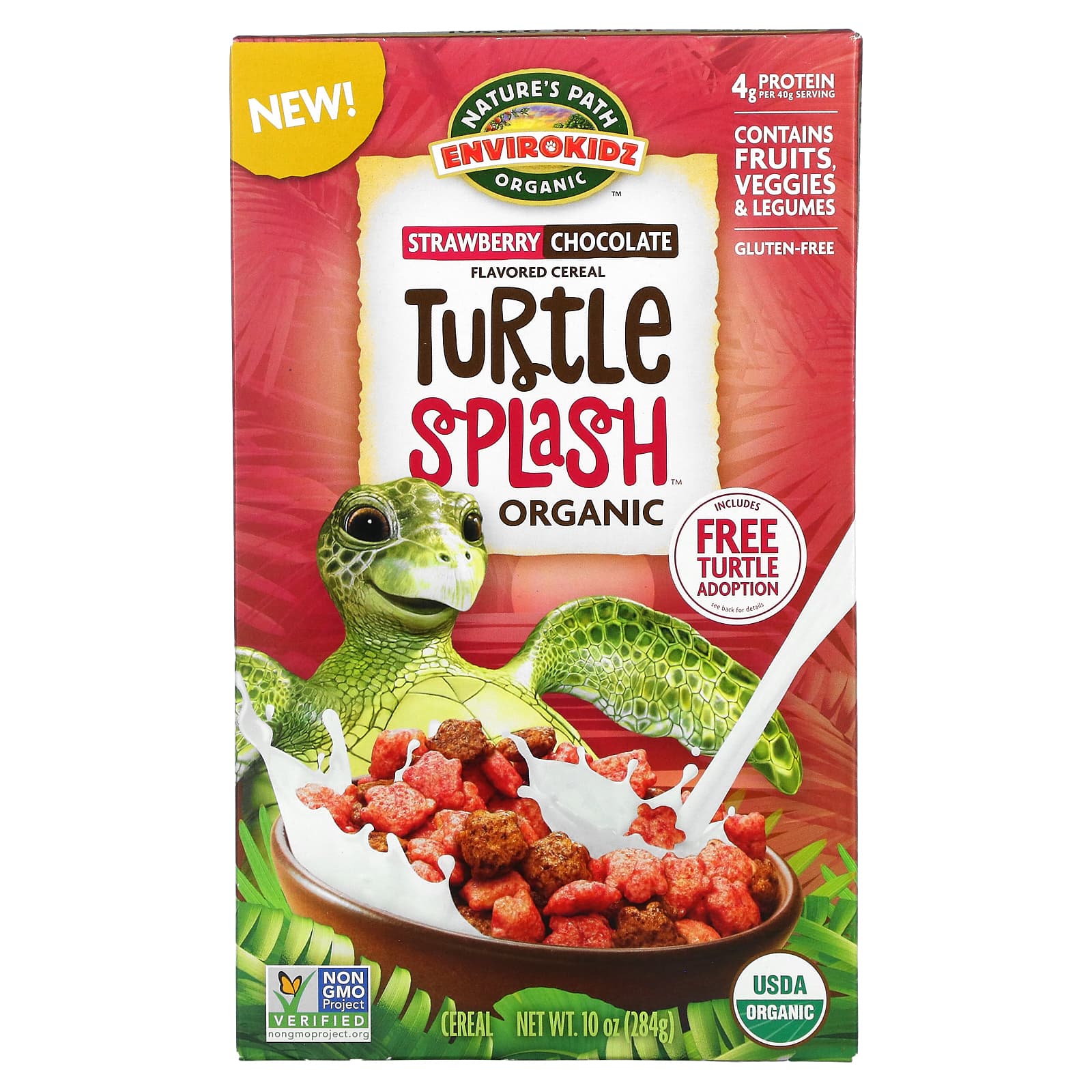Natures Path Organic Turtle Splash Cereal клубничный шоколад 284 г 10 унций 1690₽