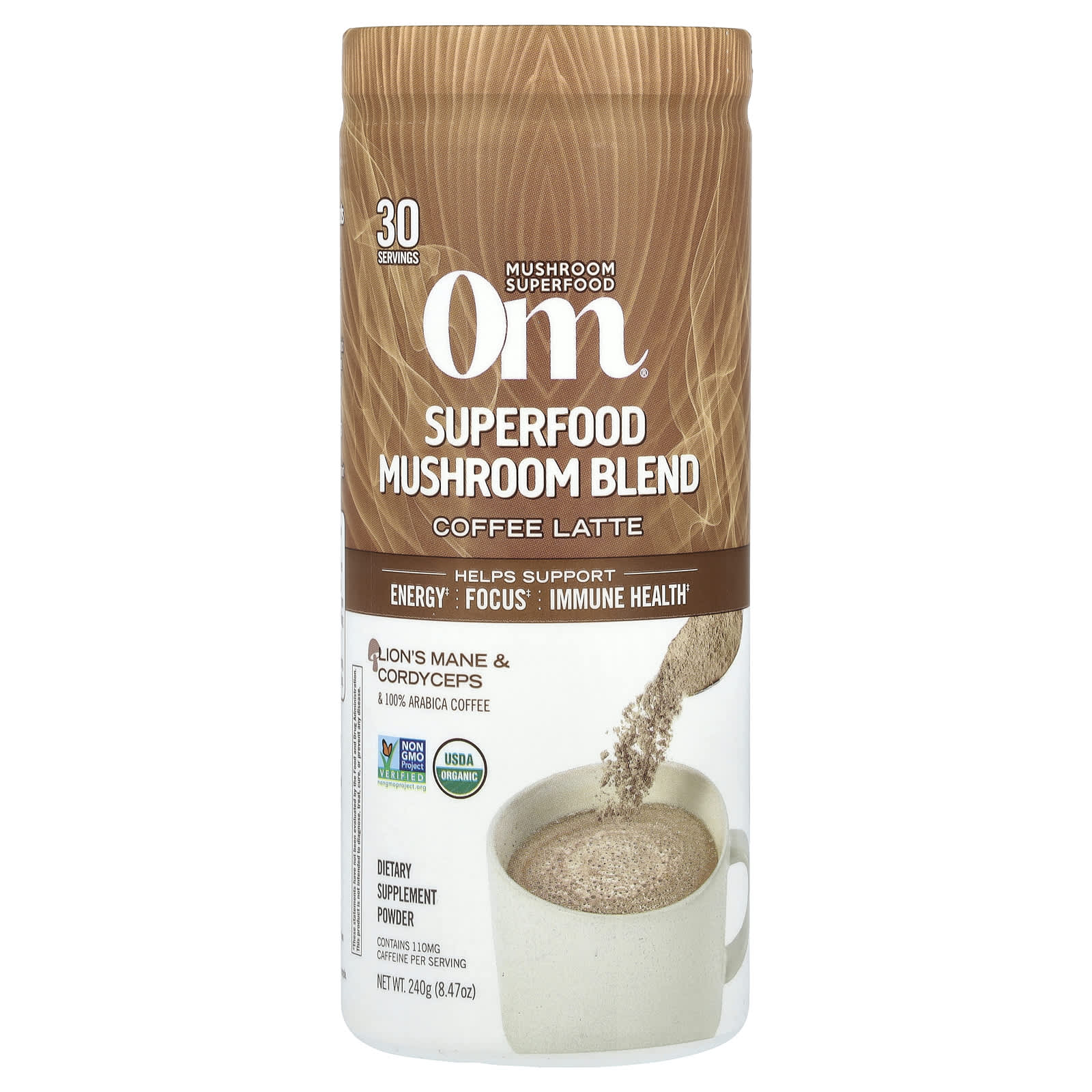 Om Mushrooms Смесь грибов Superfood кофейный латте 240 г 847 унции 5790₽