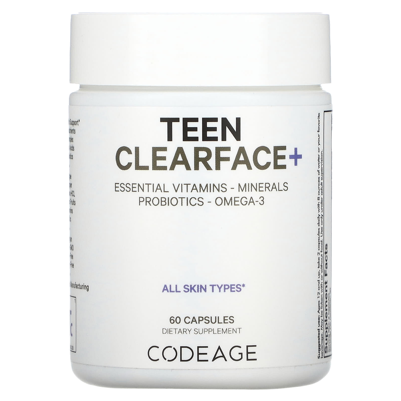 Codeage Teen Clearface Vitamins для всех типов кожи 60 капсул 5290₽