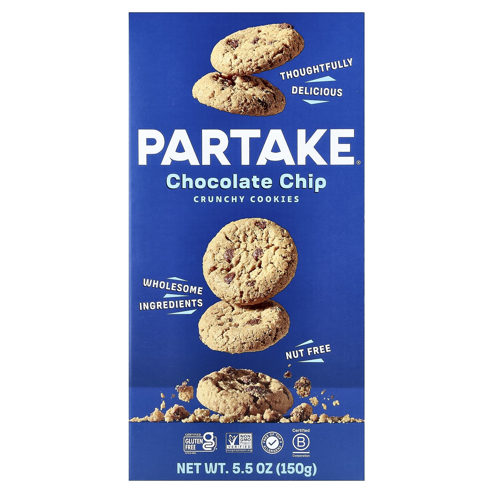 Partake, Crunchy Cookies, шоколадная крошка, 156 г (5,5 унции)