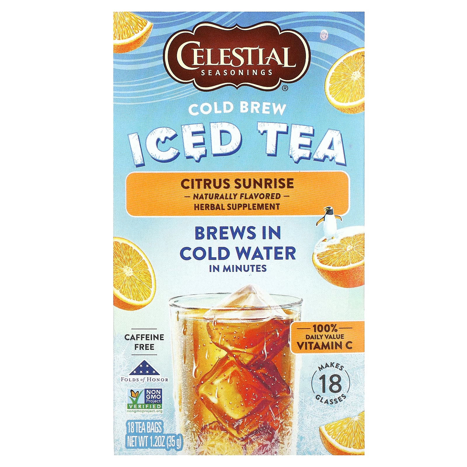 Celestial Seasonings холодный чай со льдом с цитрусовыми без кофеина 18 чайных пакетиков 35 г 12 унции 1590₽