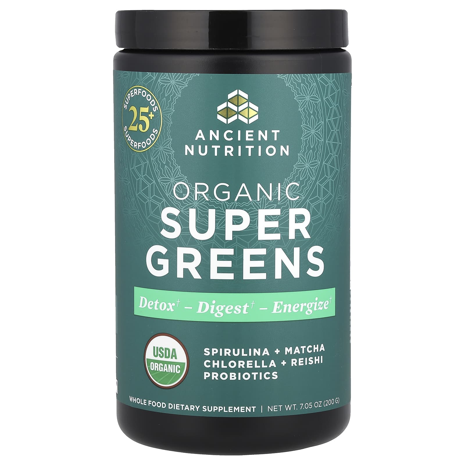 Ancient Nutrition Органическая суперзеленая 200 г 705 унции 7290₽