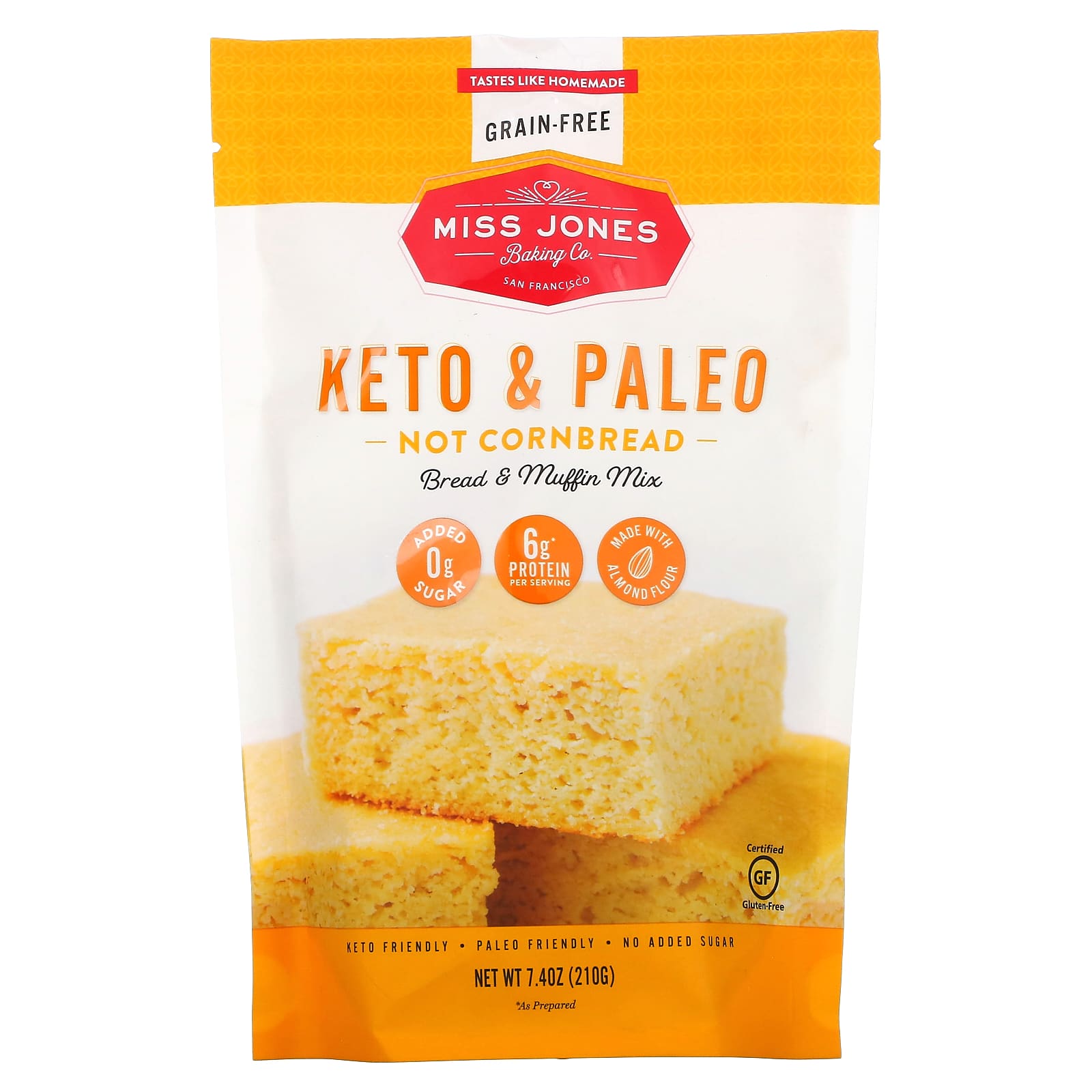 Miss Jones Baking Co, Keto - Paleo, смесь не кукурузного хлеба и маффинов, 210 г (7,4 унции)