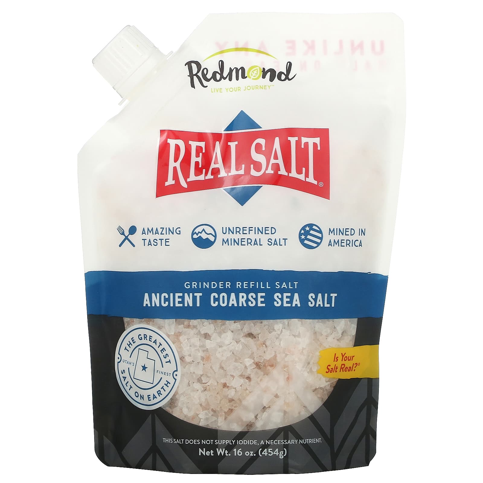 Redmond Trading Company Real Salt древняя грубая морская соль соль для измельчения 454 г 16 унций 2090₽