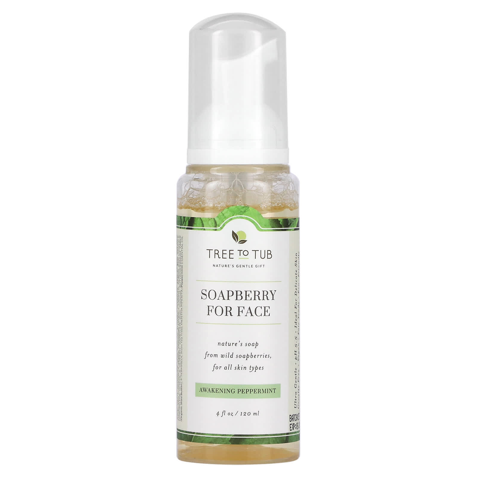 Tree To Tub пенка для умывания с мыльным деревом мягкое очищающее средство без масла сбалансированный уровень pH для жирной и чувствительной кожи бодрящая перечная мята 120 мл 4 жидк унции 3390₽
