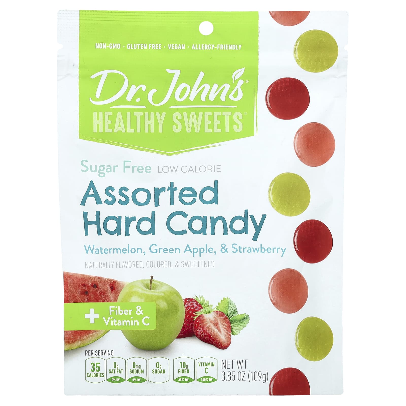 Dr Johns Healthy Sweets Конфеты ассорти клетчатка и витамин C без сахара 109 г 385 унции 2090₽