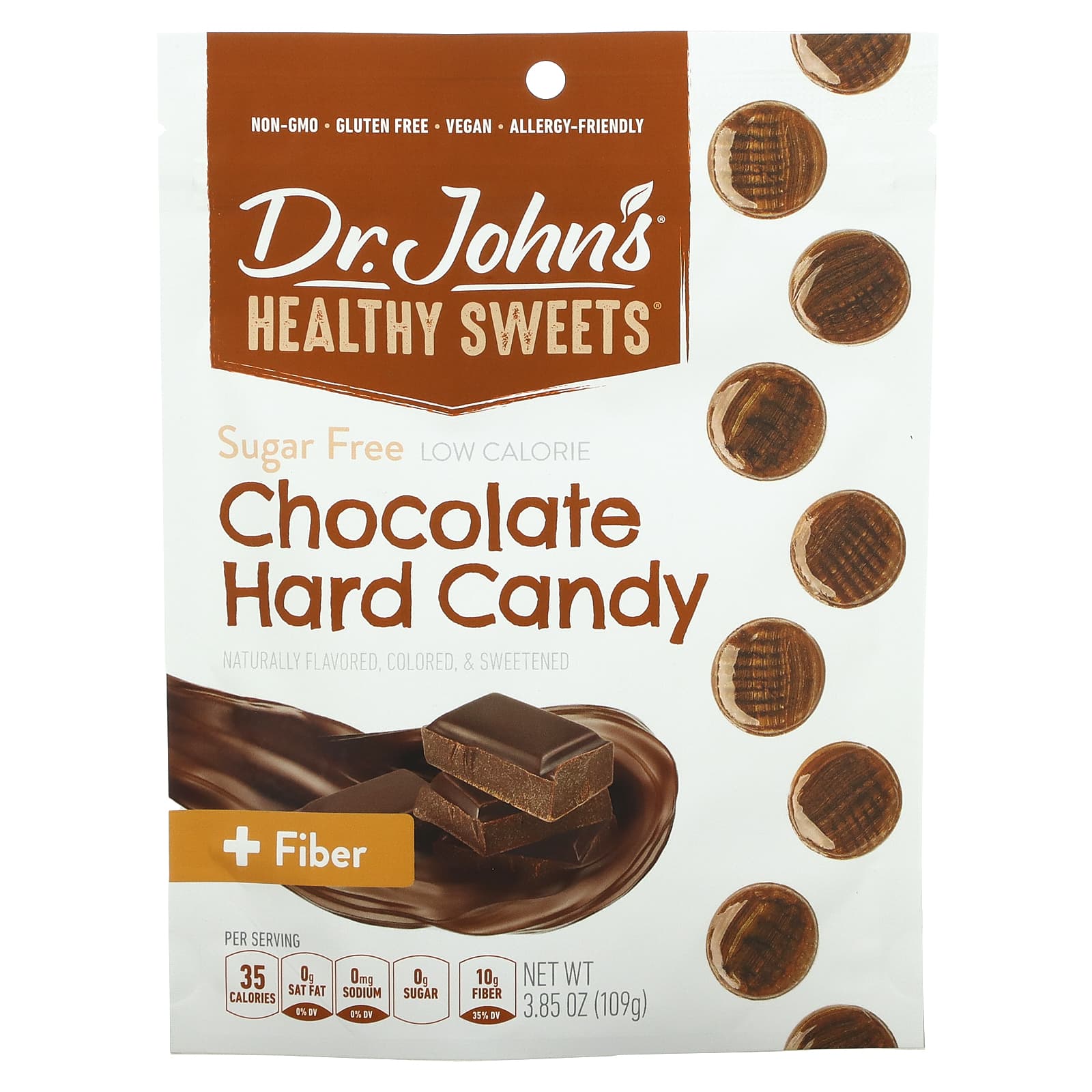 Dr Johns Healthy Sweets Шоколадная карамель с клетчаткой без сахара 109 г 385 унции 2090₽