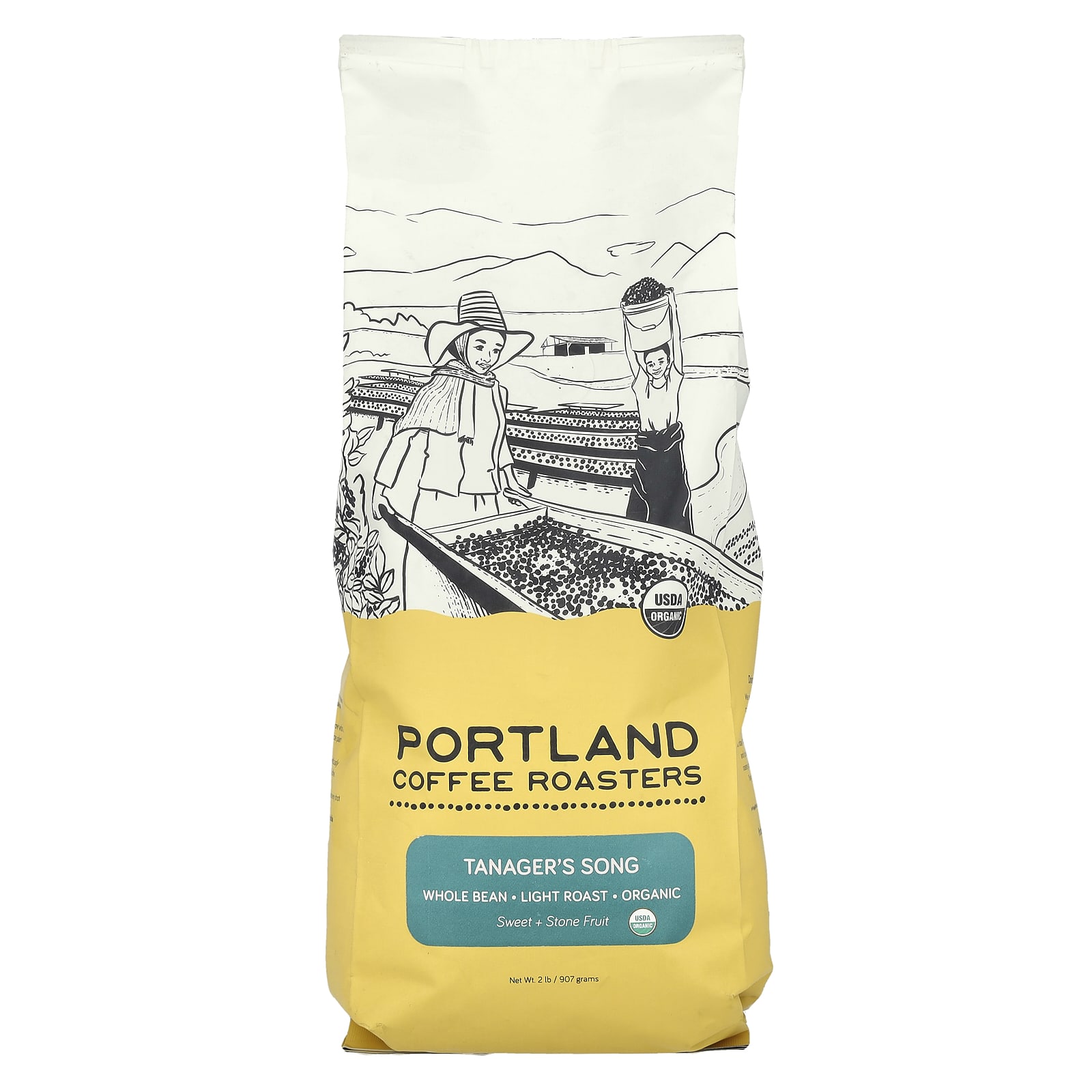 Portland Coffee Roasters, Органический кофе, цельные зерна, легкая обжарка, песня Танагера, 907 г (2 фунта)