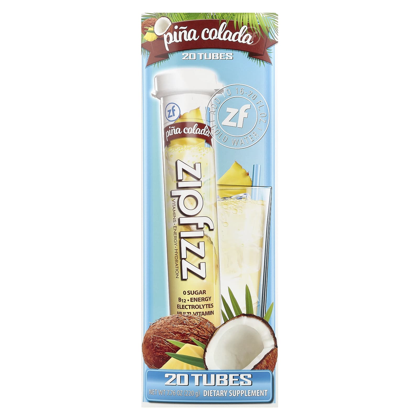 Zipfizz Healthy Energy энергетическая добавка с витамином B12 со вкусом пина колады 20 тюбиков по 11 г 039 унции 4590₽