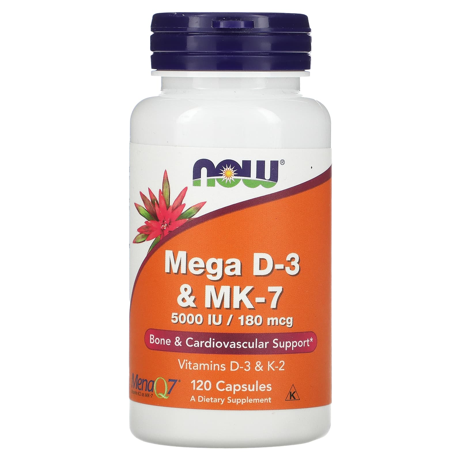 NOW Foods Mega D-3 и MK-7 120 капсул 5390₽