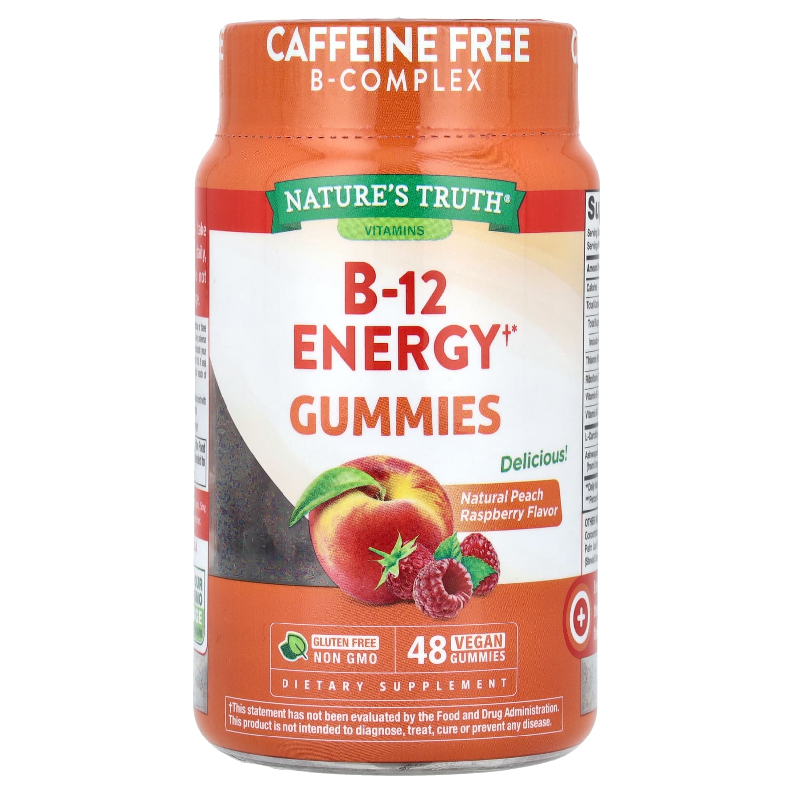 Natures Truth B-12 Energy Gummies натуральная персиковая малина 48 веганских жевательных таблеток 2690₽