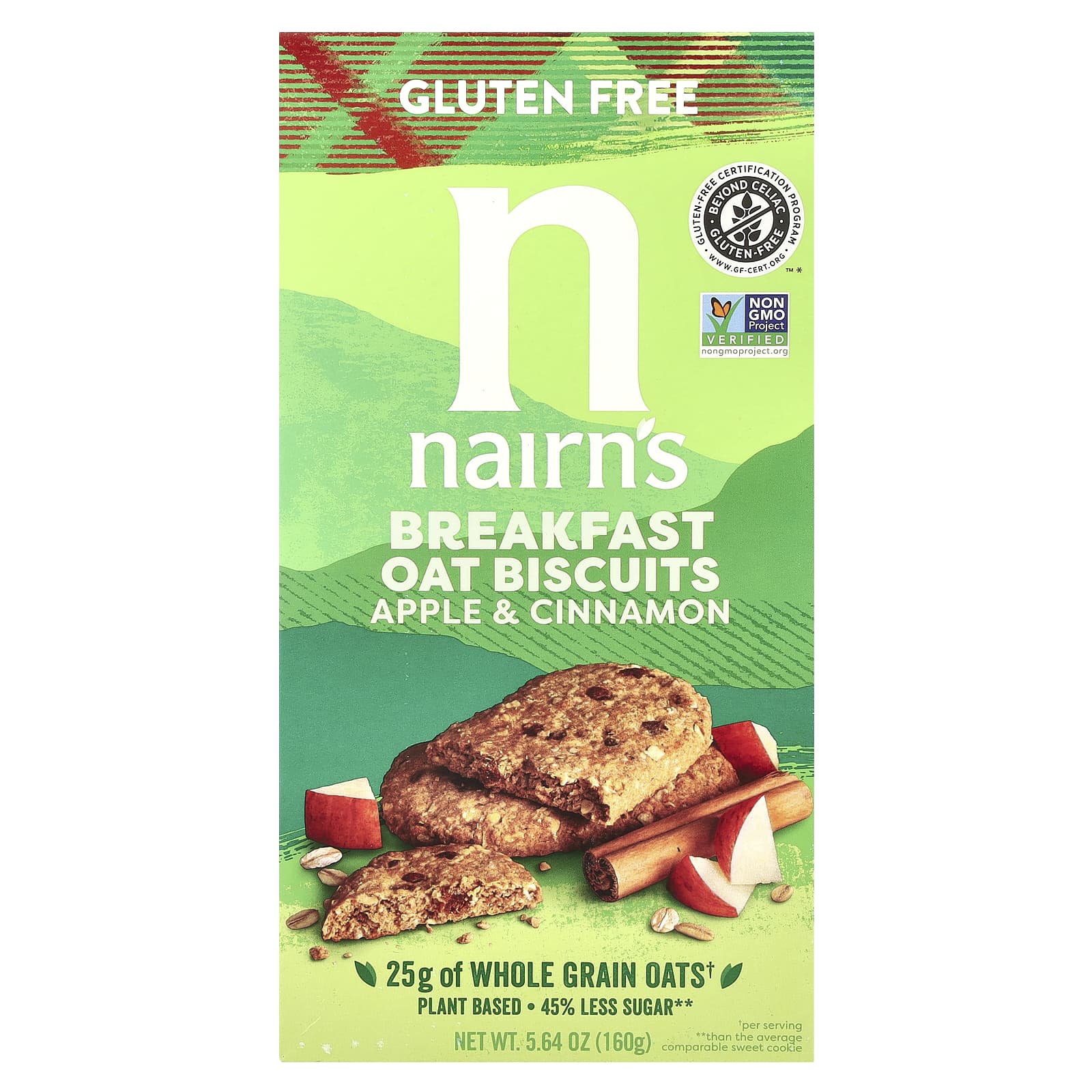 Nairns Овсяное печенье для завтрака с яблоком и корицей 160 г 564 унции 1590₽