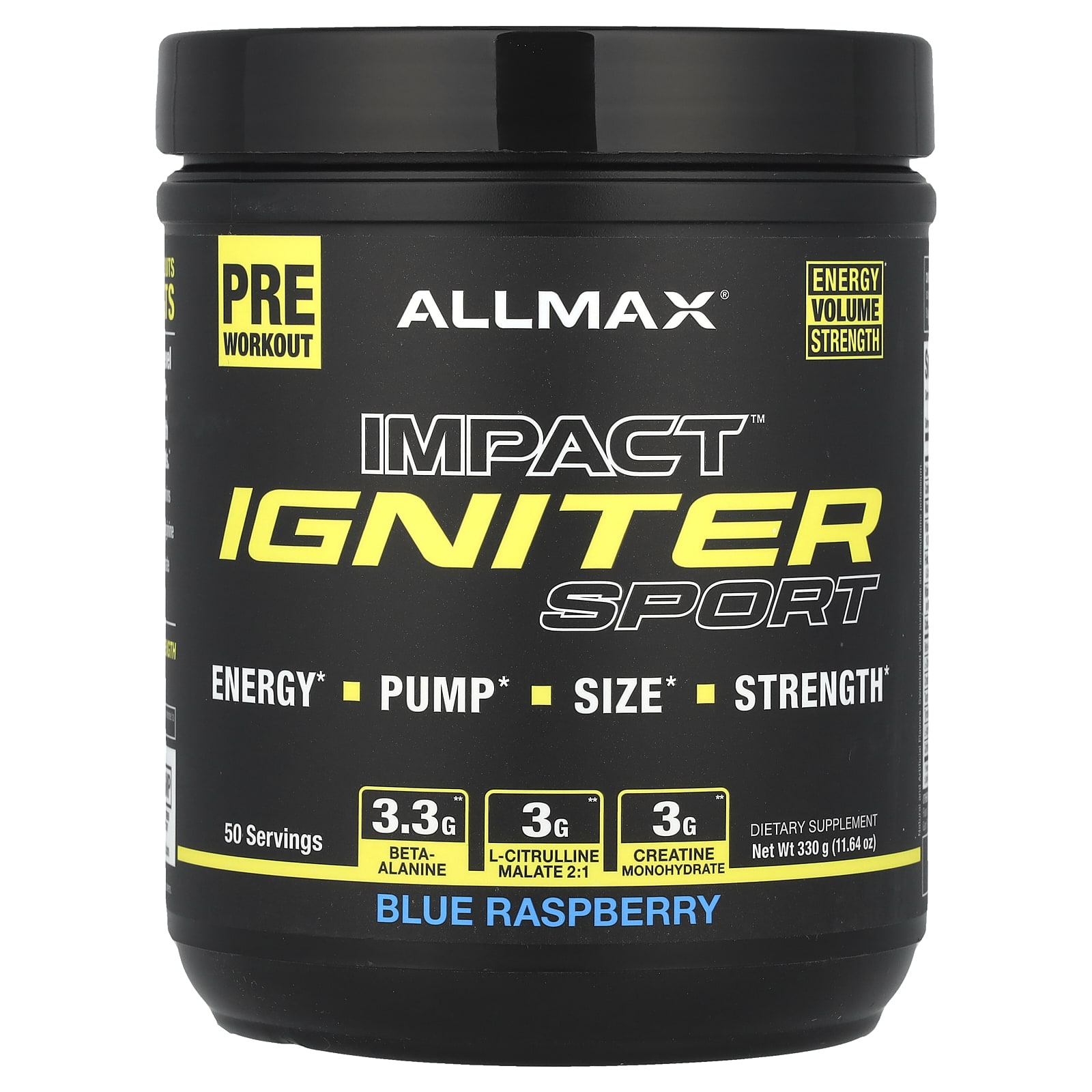 ALLMAX Igniter перед тренировкой с голубой малиной 320 г 1128 унции 4790₽