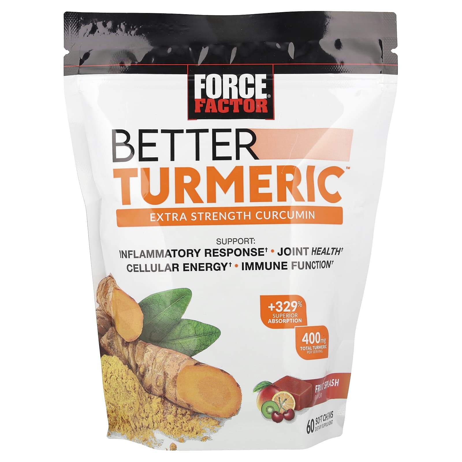 Force Factor Better Turmeric куркумин повышенной силы действия фруктовый всплеск 60 жевательных таблеток 2890₽