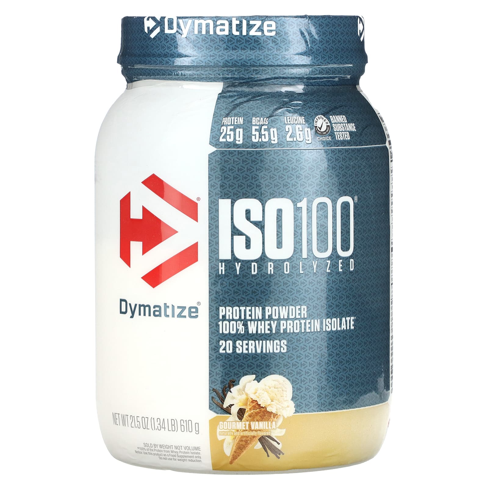 Dymatize ISO 100 гидролизованный 100 изолят сывороточного протеина ванильный вкус 610 г 134 фунта 6790₽