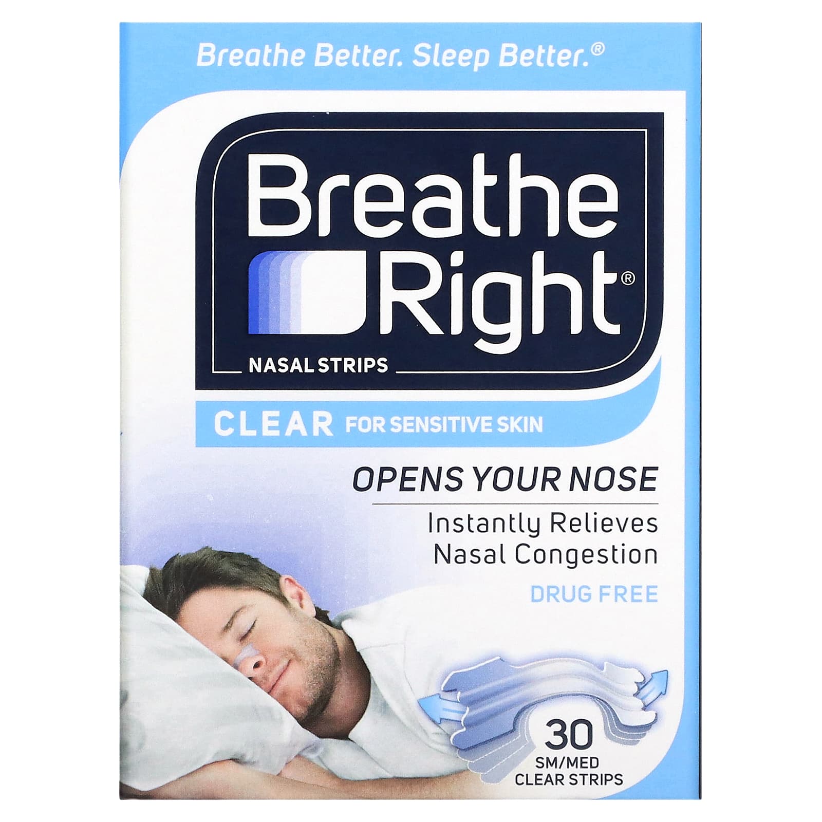 Breathe Right Полоски для носа средние средние прозрачные 30 шт 2890₽