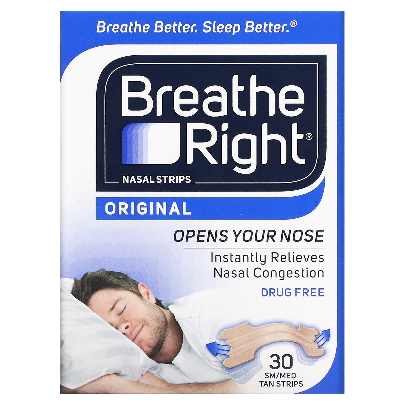 Breathe Right Полоски для носа оригинальные маленькие средние 30 шт 2890₽