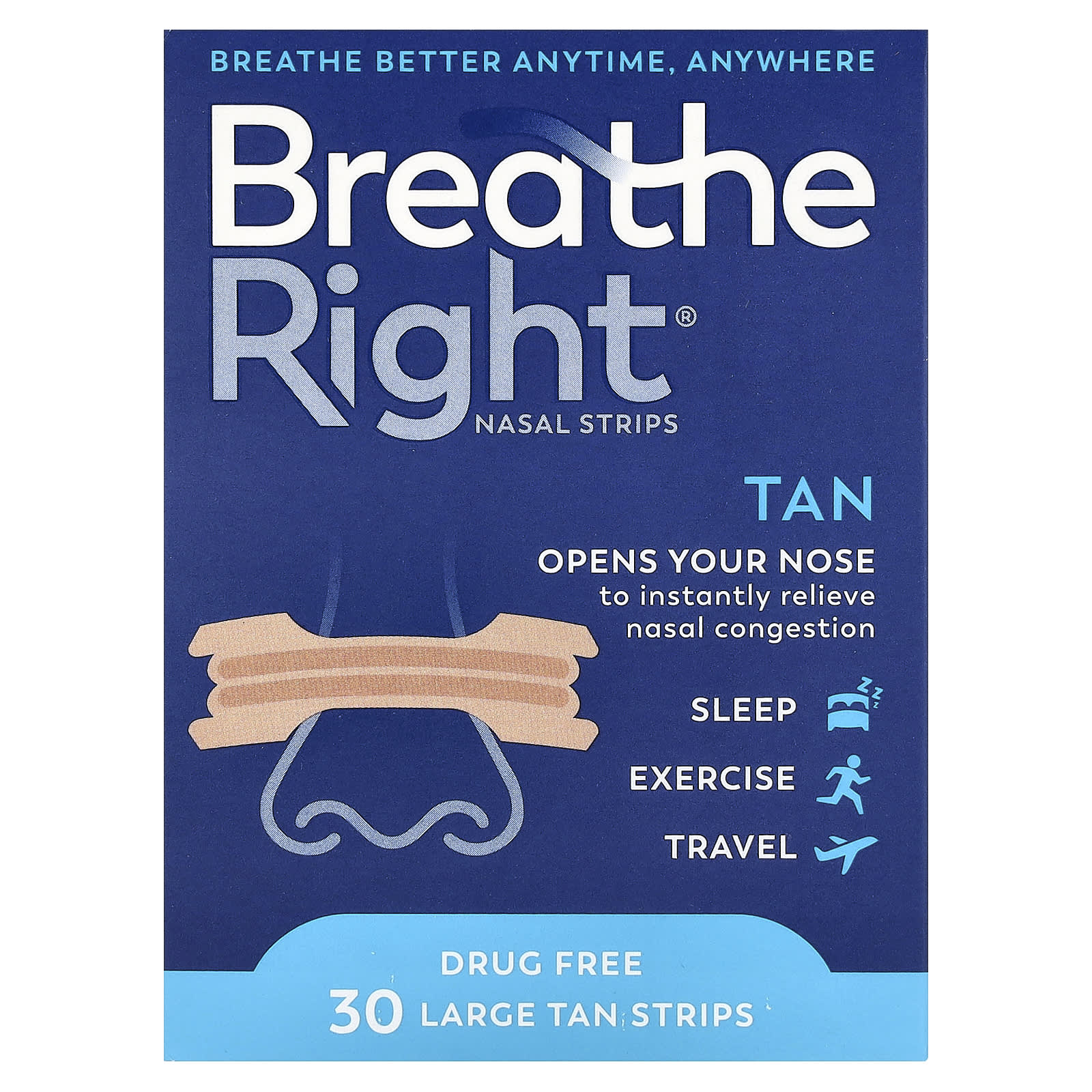 Breathe Right полоски для носа большие бежевые 30 шт 2890₽