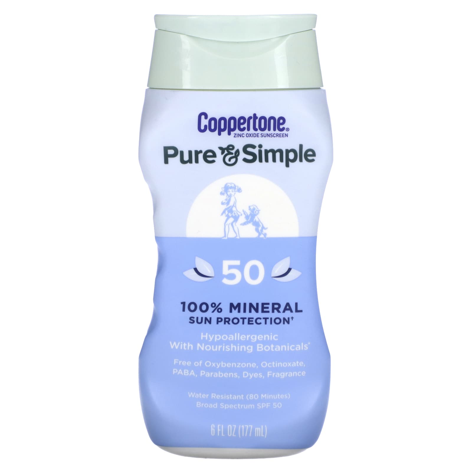 Coppertone, Pure - Simple, 100% минеральная защита от солнца, SPF 50, 177 мл (6 жидк. Унций)