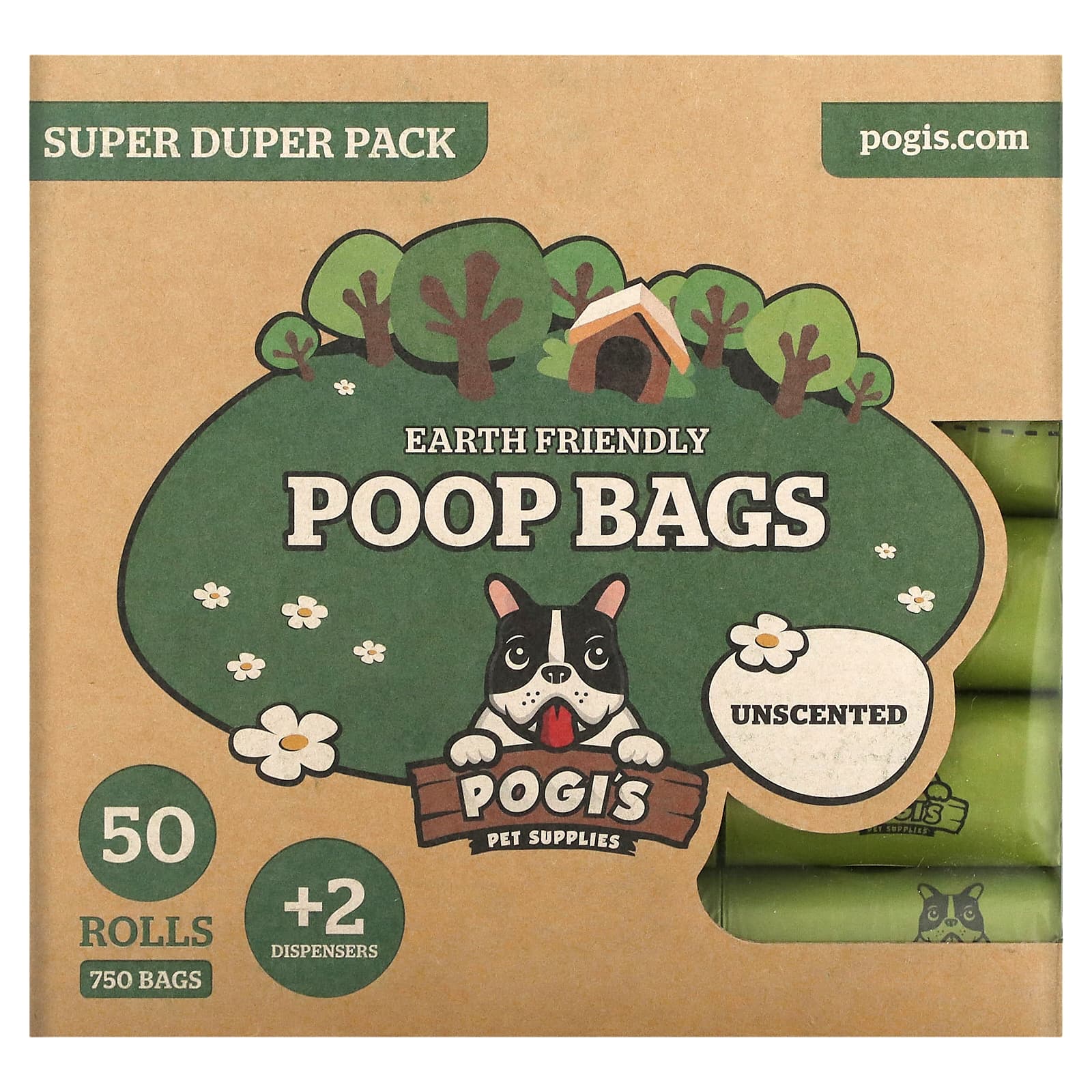 Pogis Pet Supplies Earth Friendly Poop Bags Super Duper Pack Unscented 50 Rolls 750 Bags 2 Dispensers 5090₽