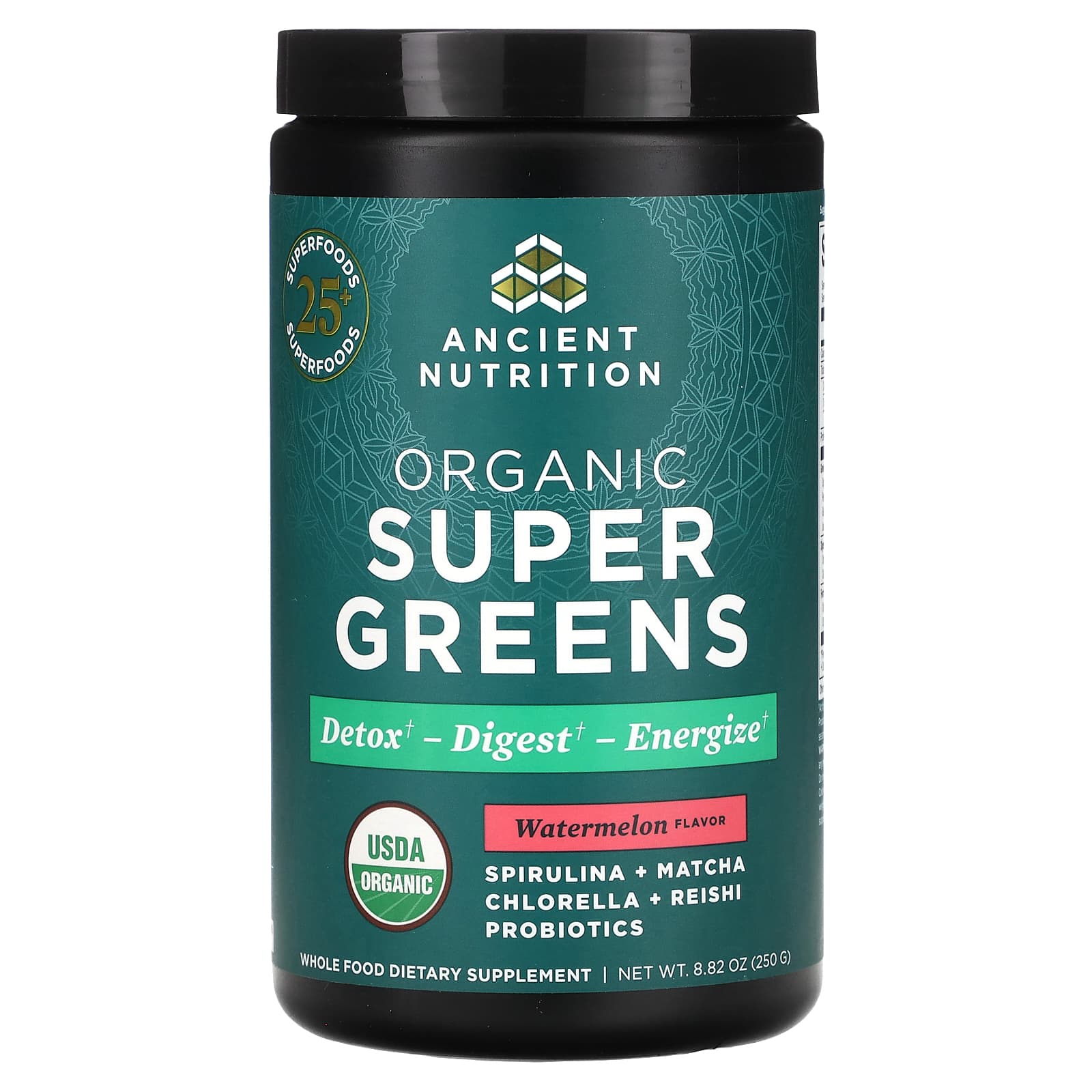 Ancient Nutrition Organics Super Greens органическая зелень арбуз 250 г 882 унции 7290₽